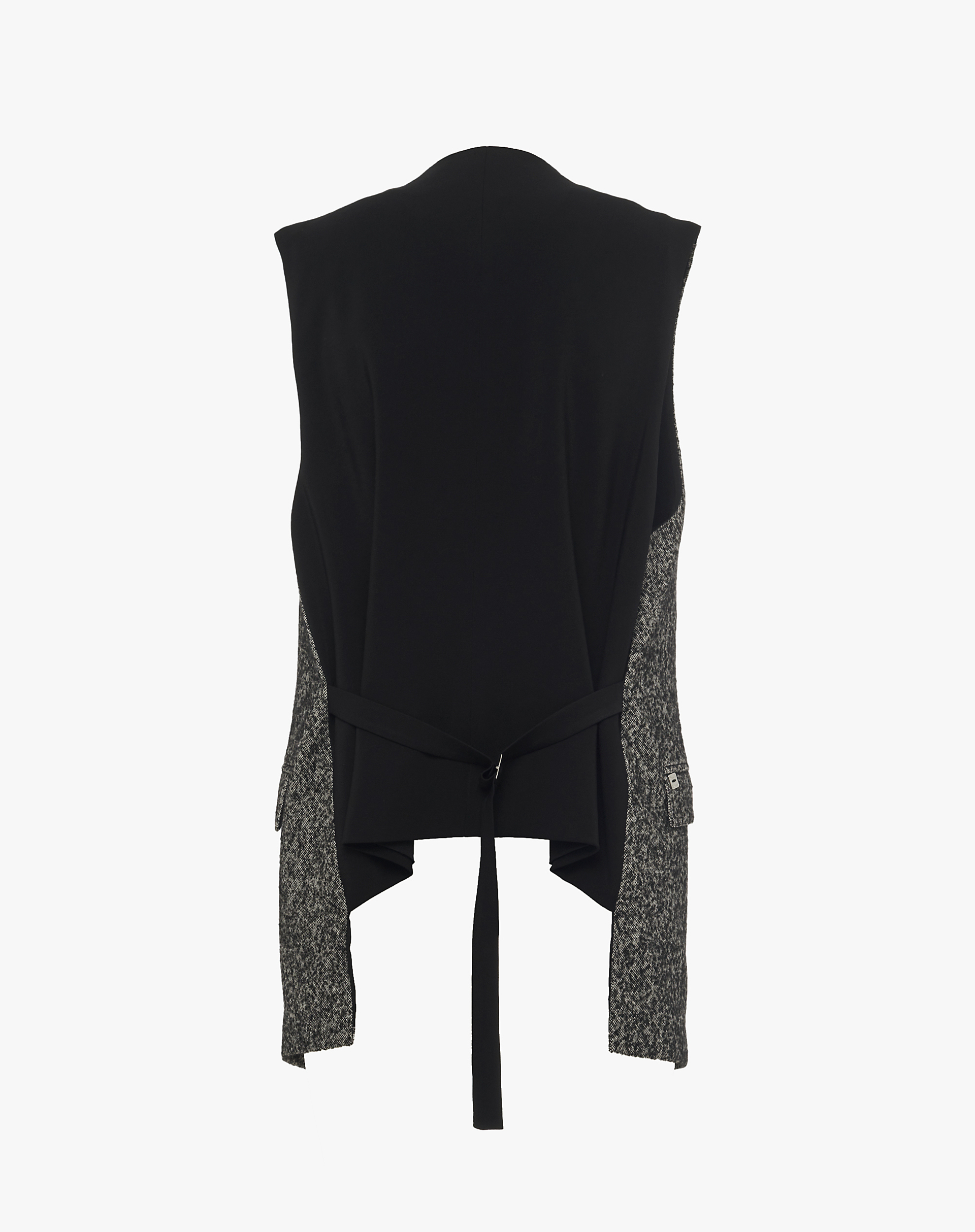 Two-Tone Suit Vest - BLACK - Manila Grace | Official Website