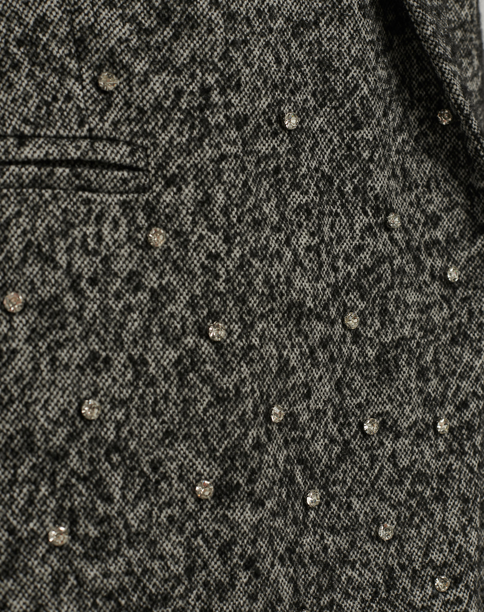 Tweed Jacket With Embroidered Pearls - BLACK - Manila Grace | Official Website