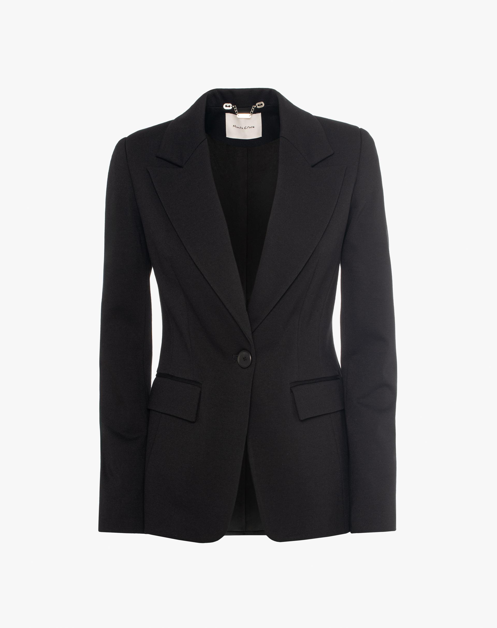 Single-Breasted Tailored Blazer - BLACK - Manila Grace | Official Website