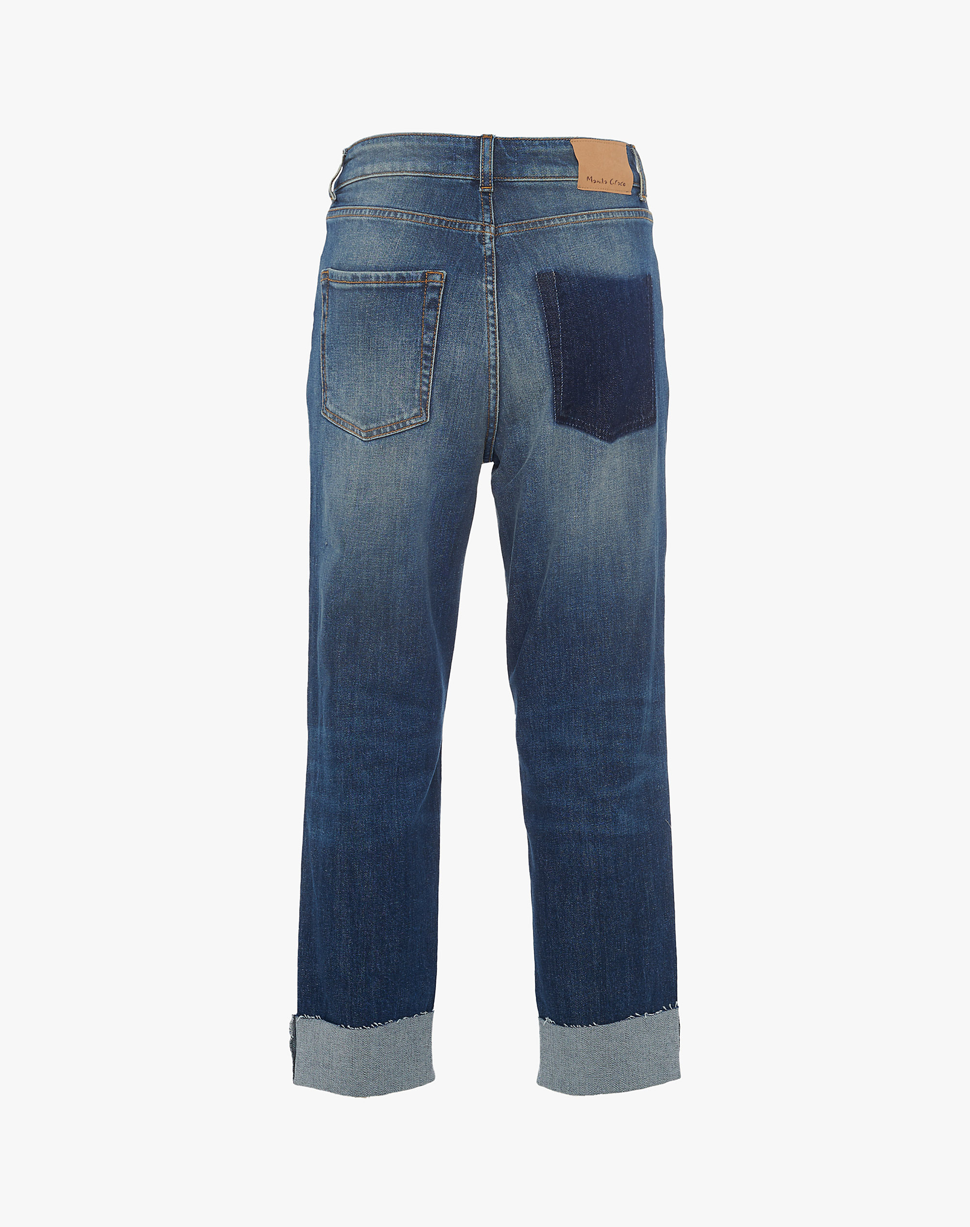 Boyfriend Jeans With Cuffs - TROUSERS - Manila Grace | Official Website