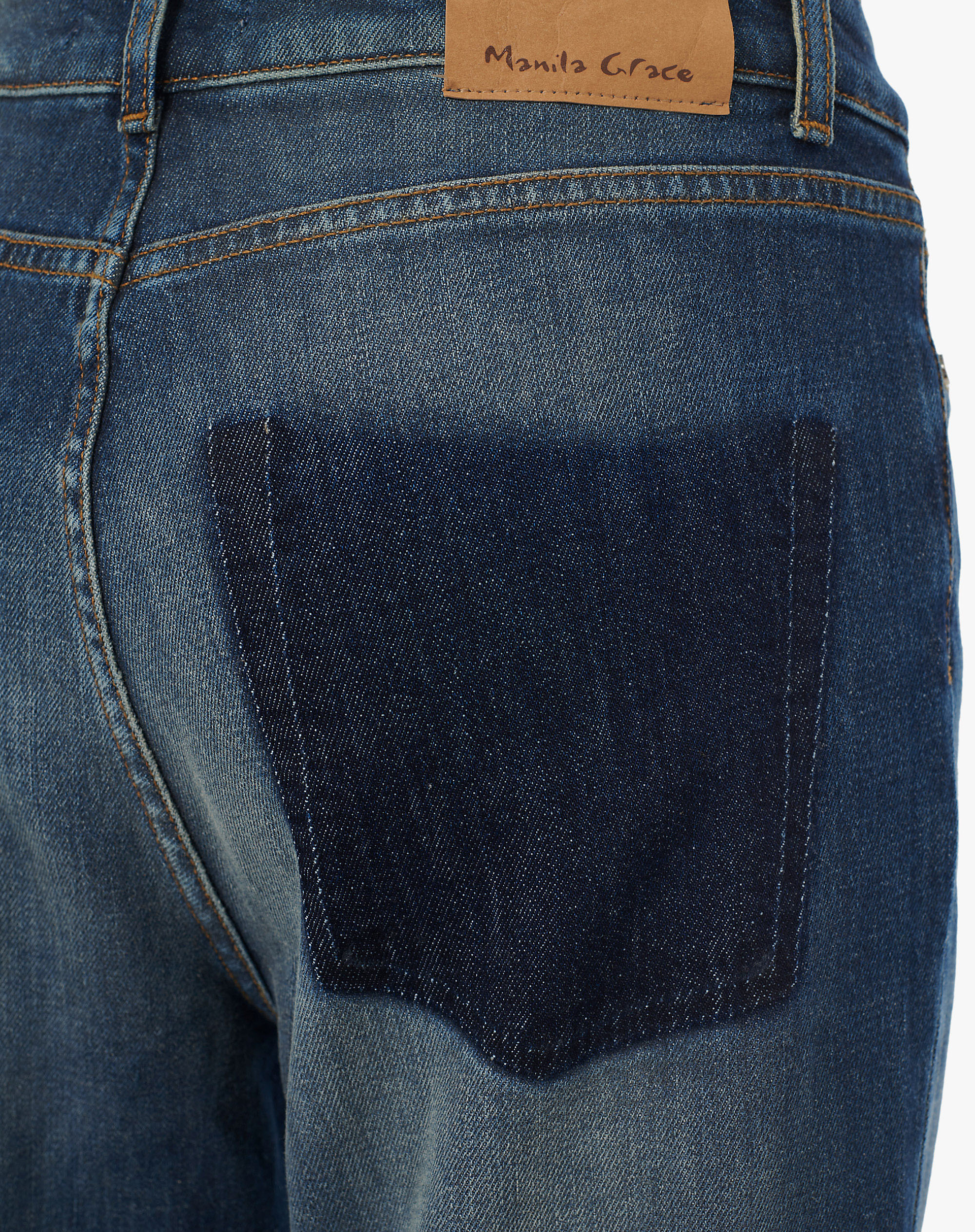 Boyfriend Jeans With Cuffs - MEDIUM BLUE - Manila Grace | Official Website