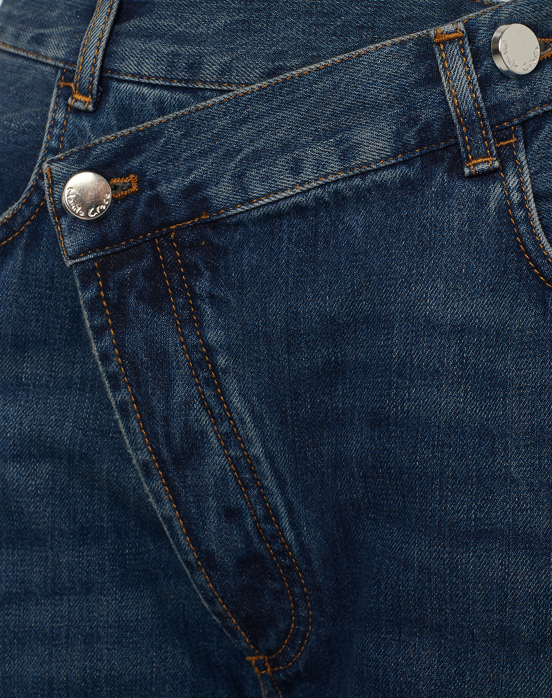 Wide-Leg Asymmetrical Jeans With Cuffs - MEDIUM BLUE - Manila Grace | Official Website