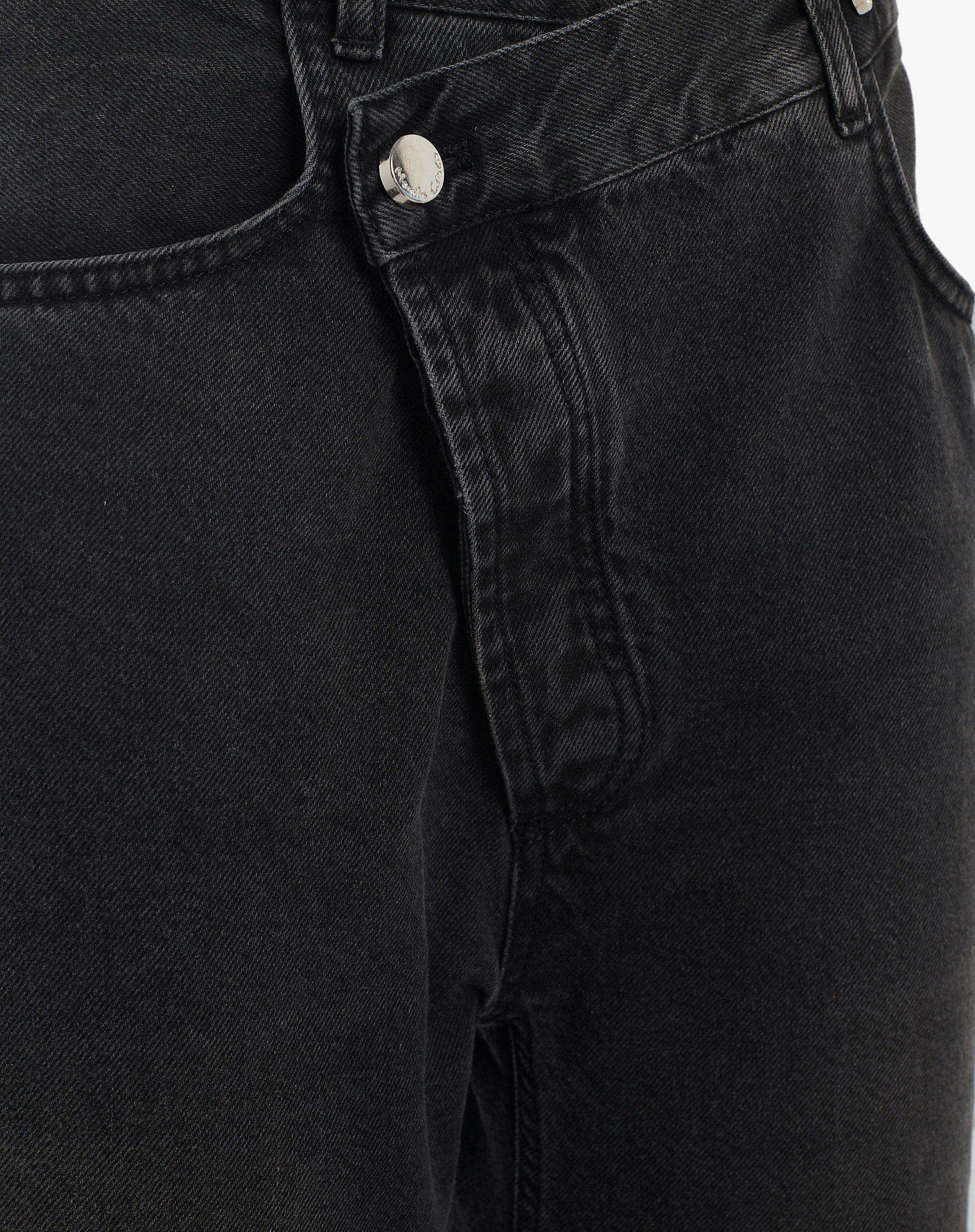 Black Wide-Leg Jeans With Asymmetrical Closure - MZ005 - Manila Grace | Official Website