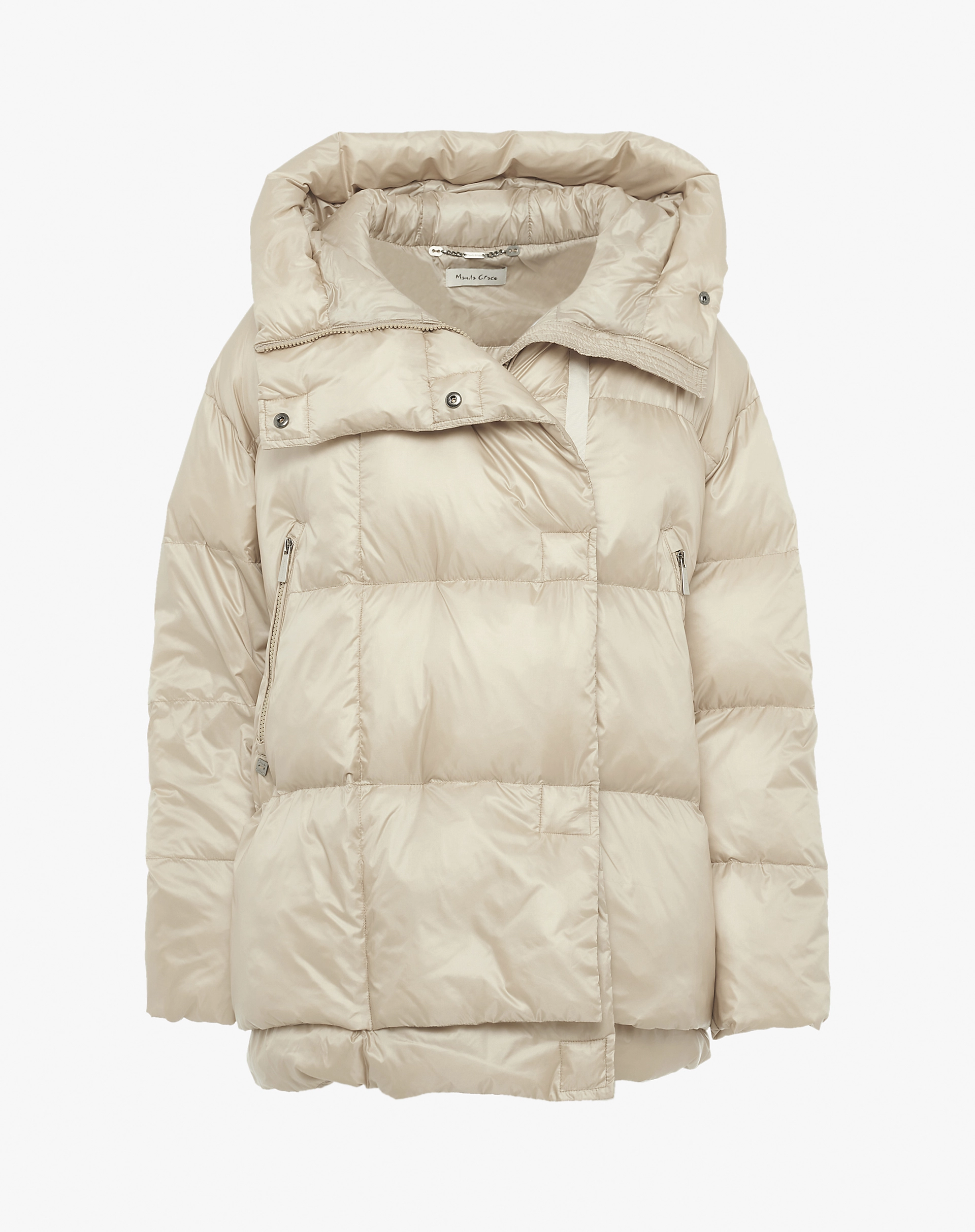 Sand Over Down Jacket With High Neck - OUTERWEAR - Manila Grace | Official Website