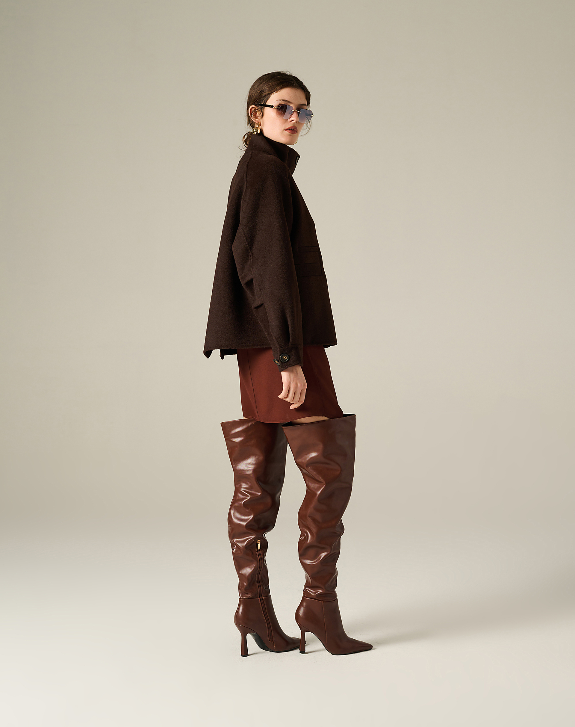Short Wool Coat With High Collar - MA646 - Manila Grace | Official Website