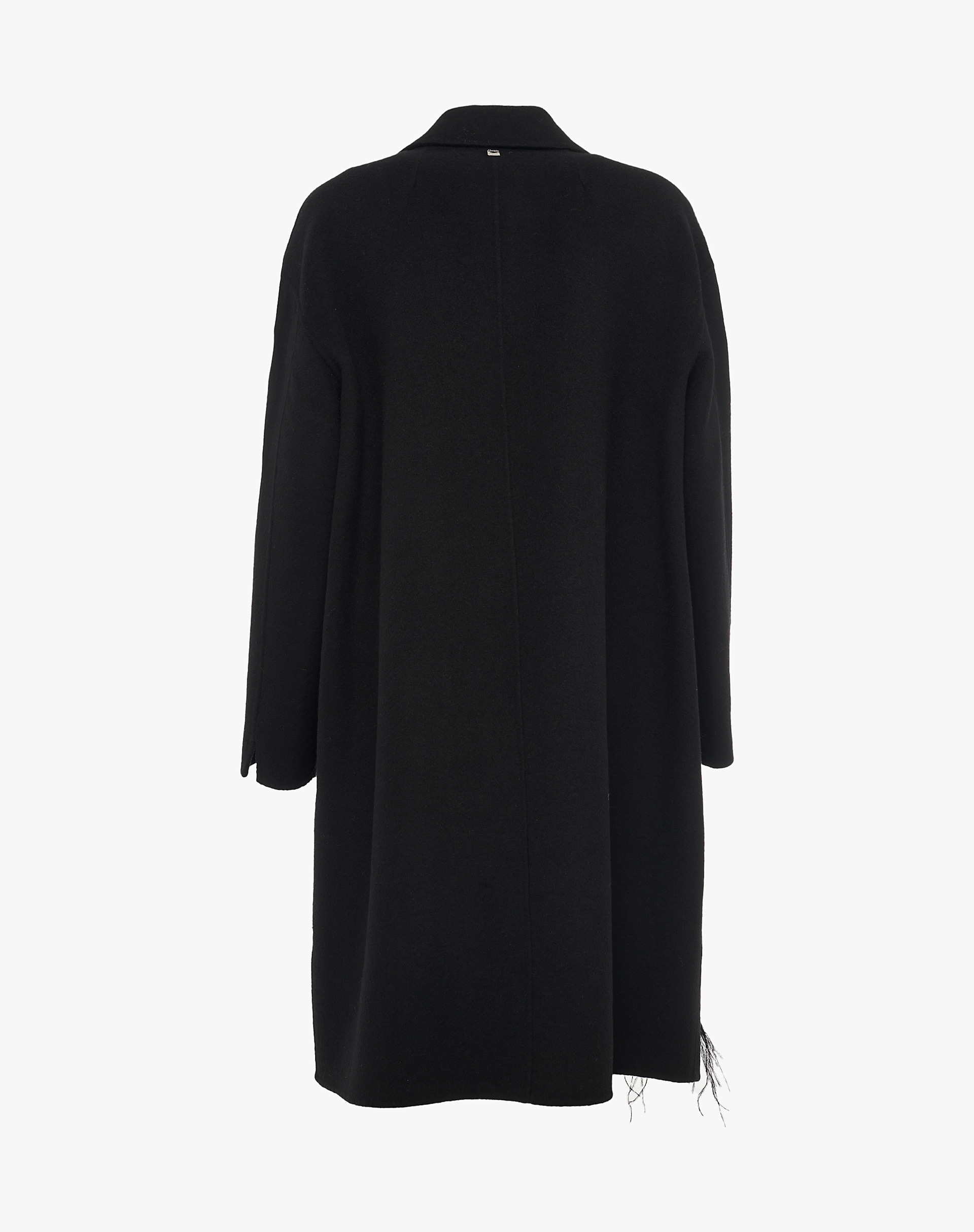 Long Wool Coat With Fringes And Jewel Details - OUTERWEAR - Manila Grace | Official Website