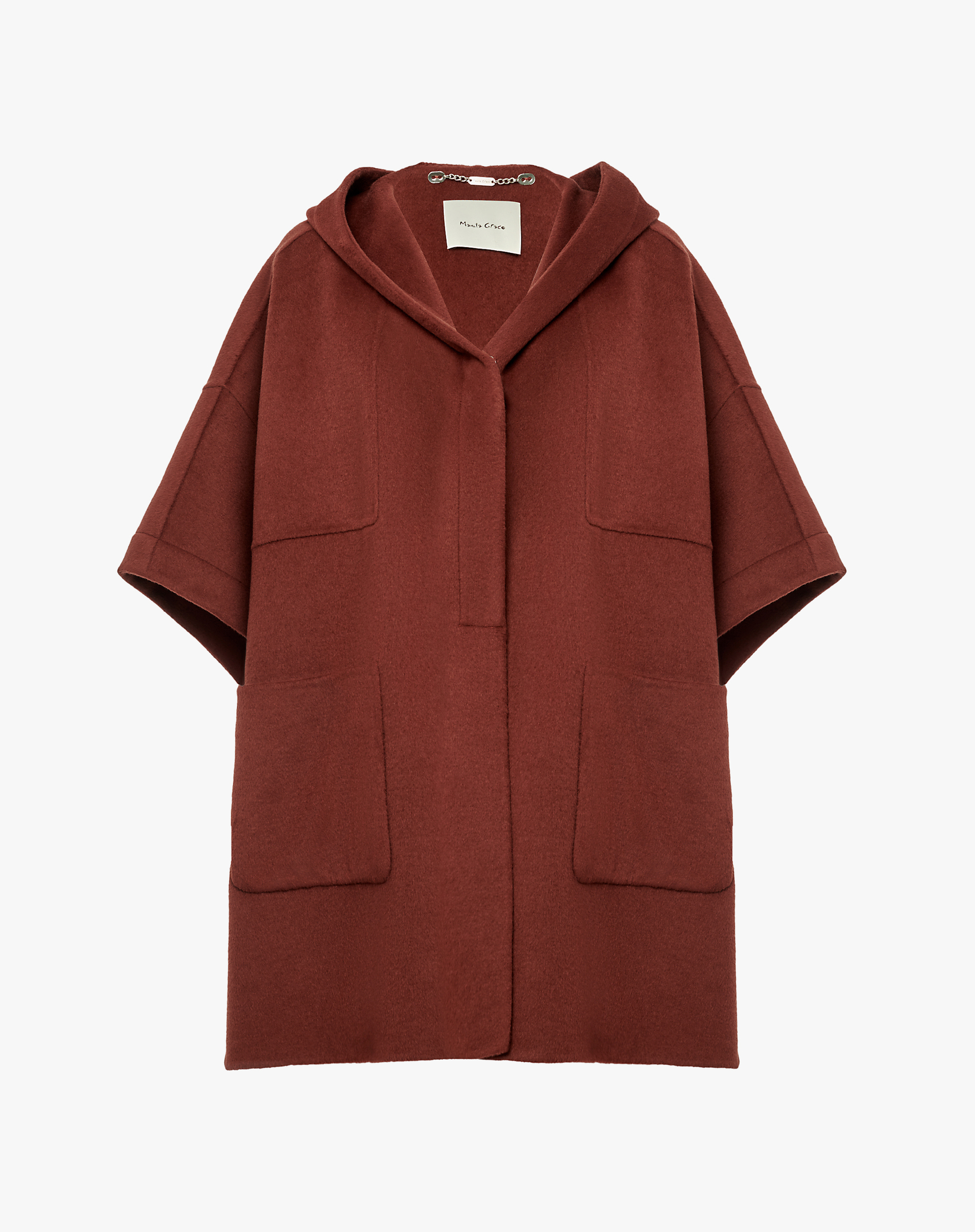 Wool Cape With Hood And Maxi Pockets - MA224 - Manila Grace | Official Website