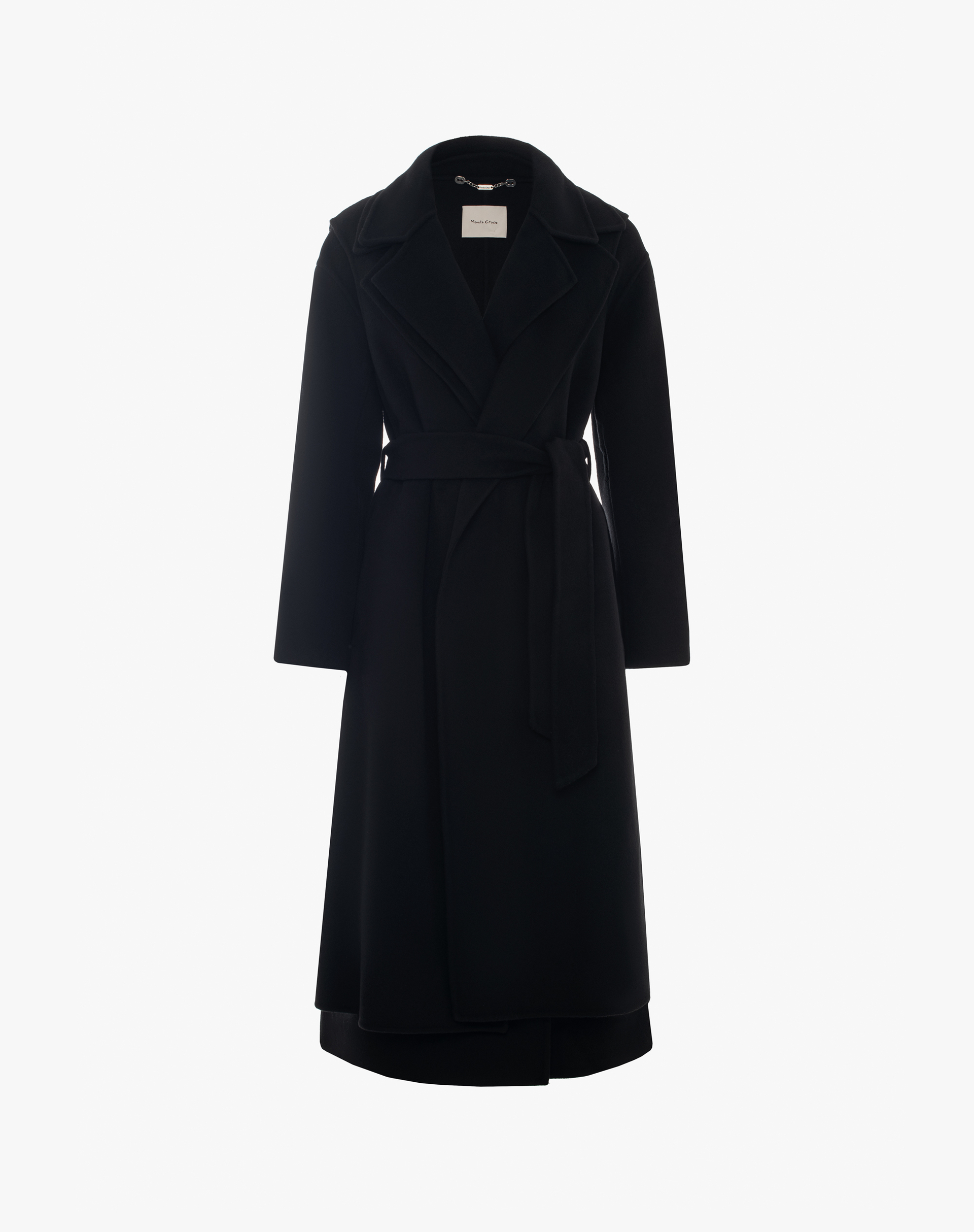 Double-Breasted Wool Blend Coat With Belt - OUTERWEAR - Manila Grace | Official Website