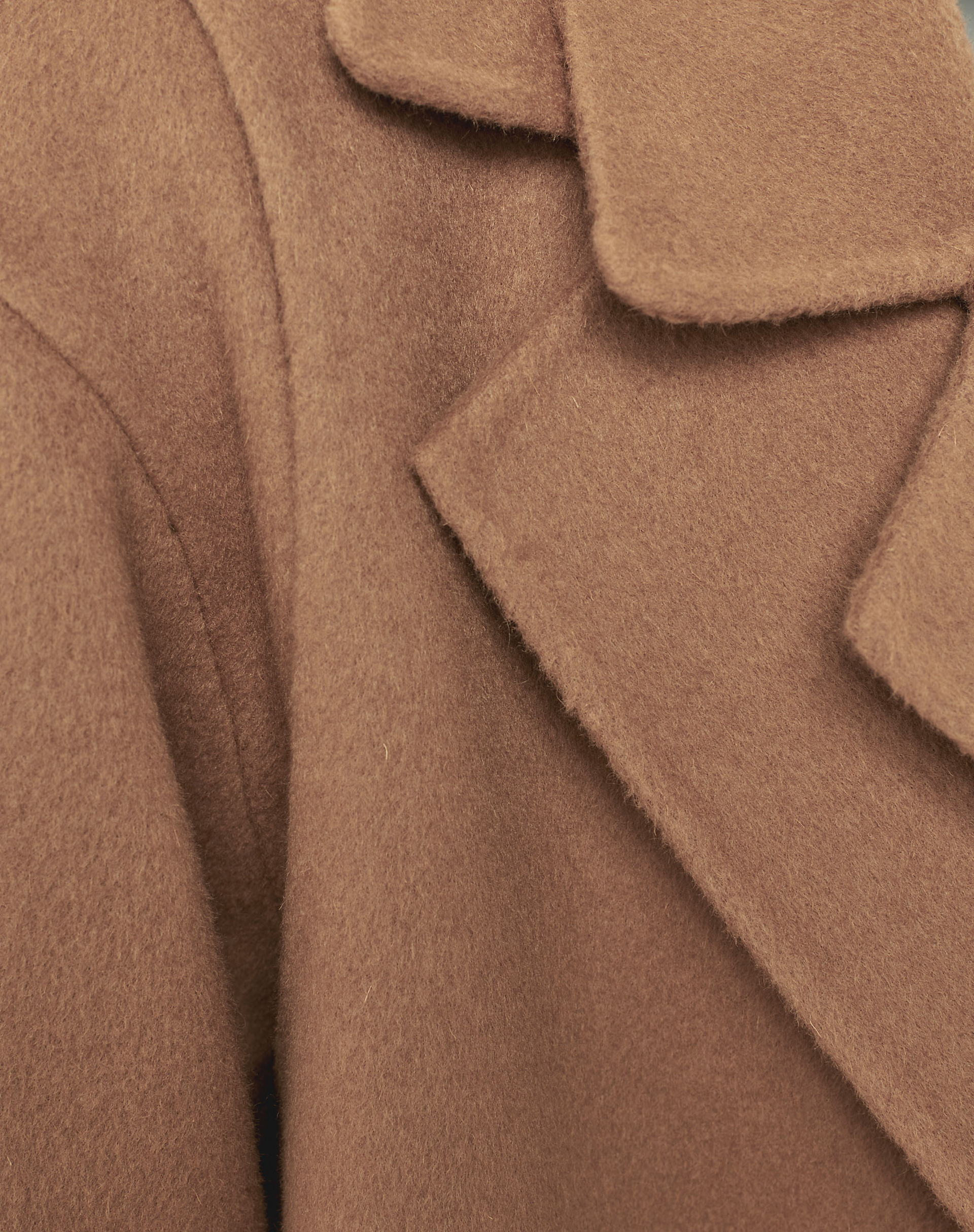 Double-Breasted Wool Blend Coat With Belt - MD643 - Manila Grace | Official Website