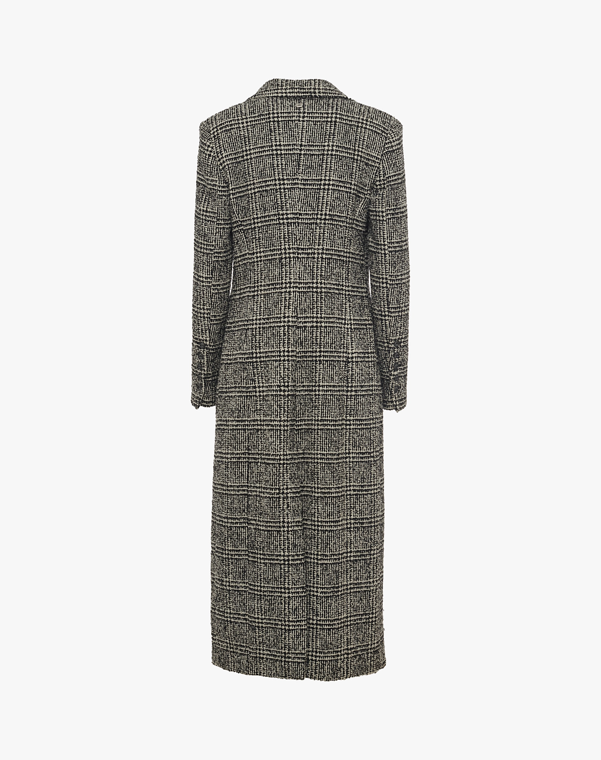 Long Double-Breasted Checked Coat - OUTERWEAR - Manila Grace | Official Website