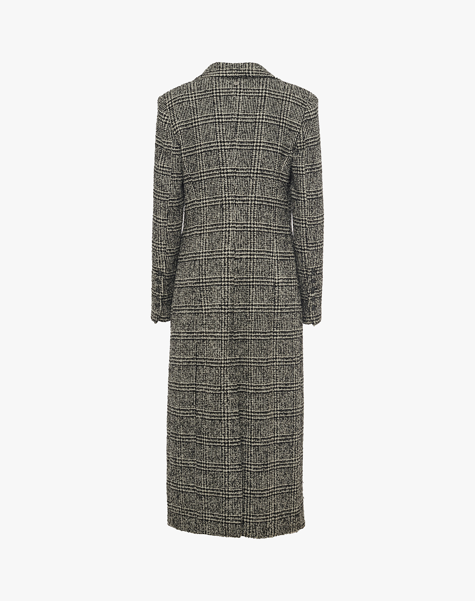 Long Double-Breasted Checked Coat - BLACK - Manila Grace | Official Website