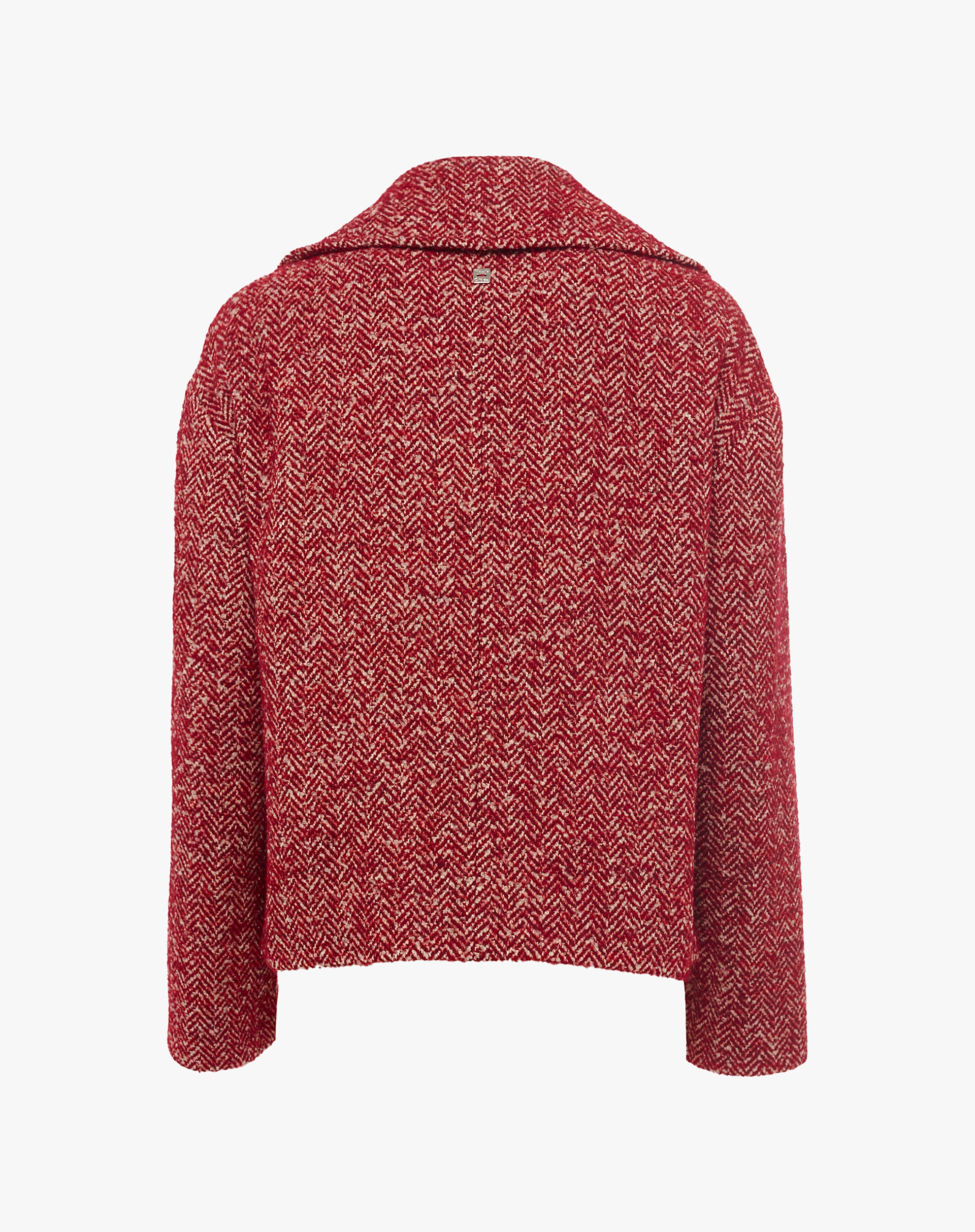 Short Chevron Wool Blend Jacket - OUTERWEAR - Manila Grace | Official Website