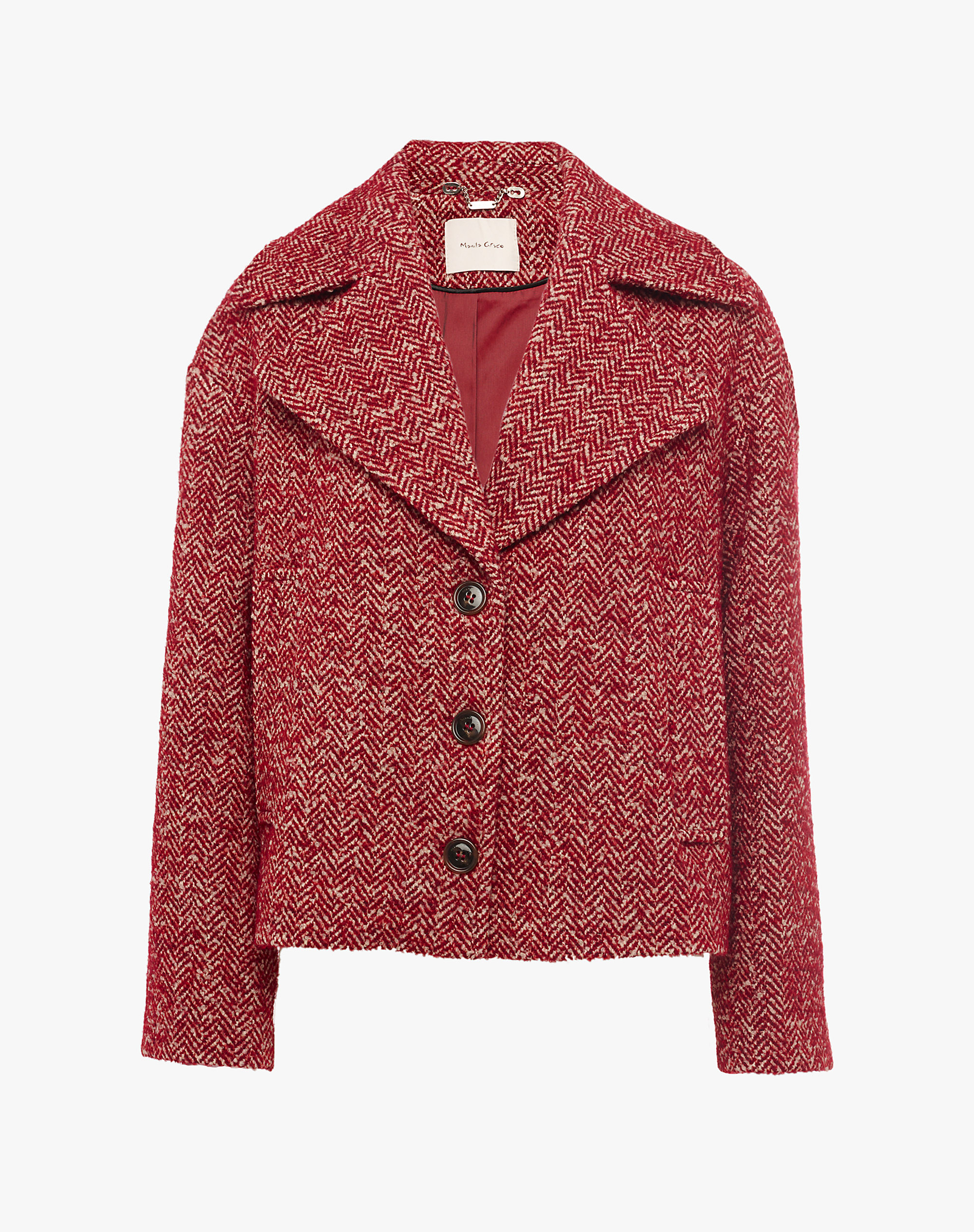 Short Chevron Wool Blend Jacket - MA641 - Manila Grace | Official Website