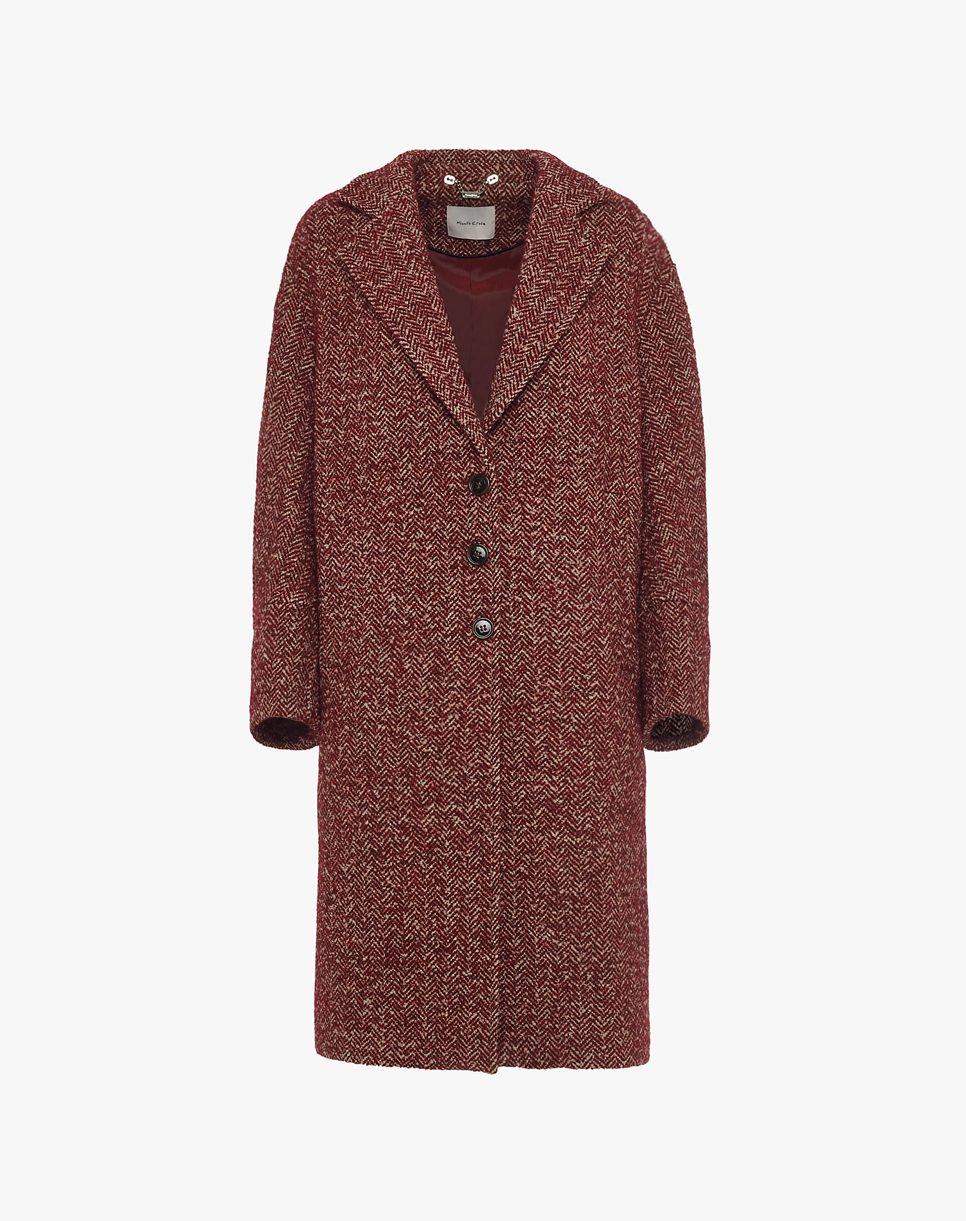 Long Chevron Wool Blend Coat - OUTERWEAR - Manila Grace | Official Website