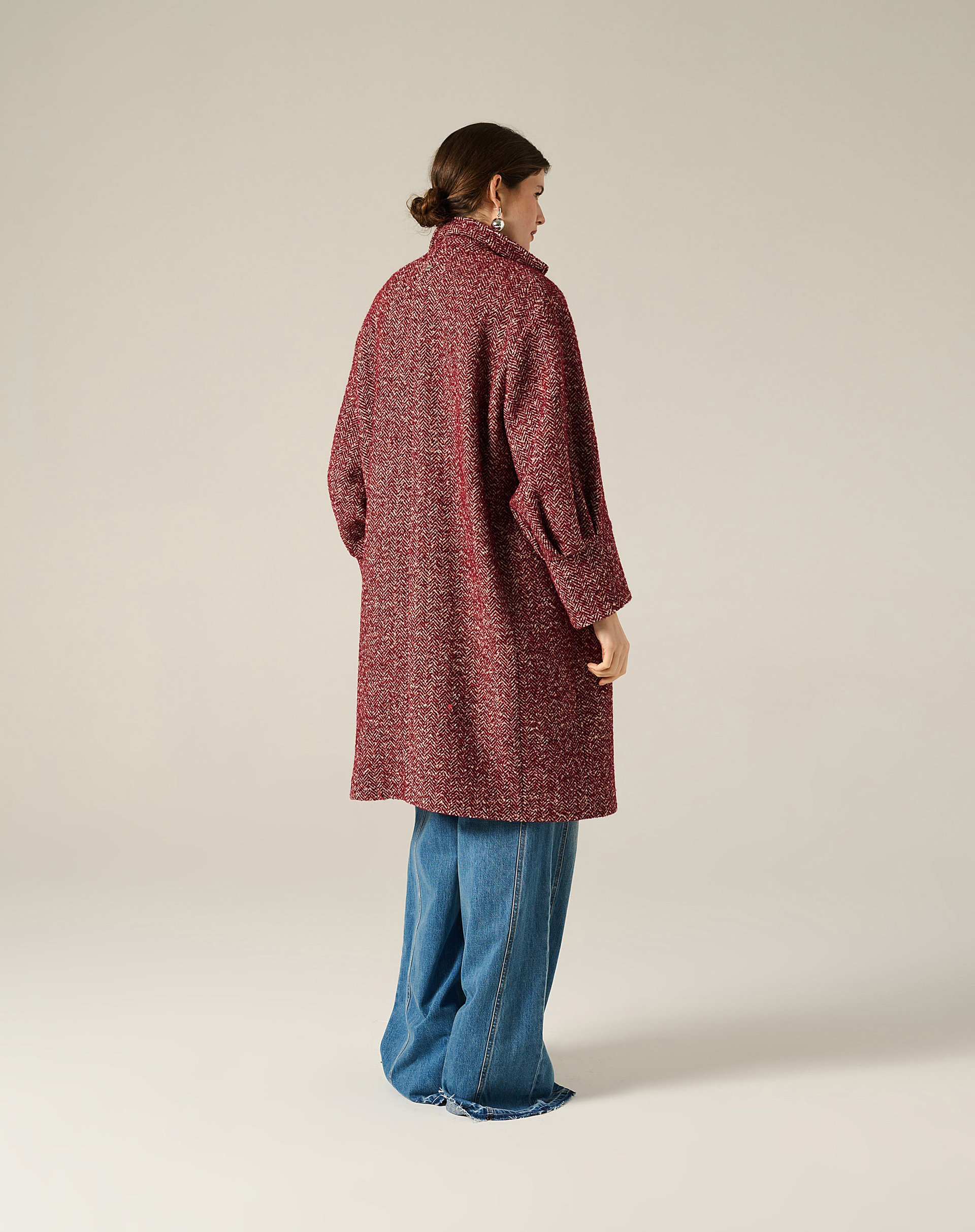 Long Chevron Wool Blend Coat - MA641 - Manila Grace | Official Website