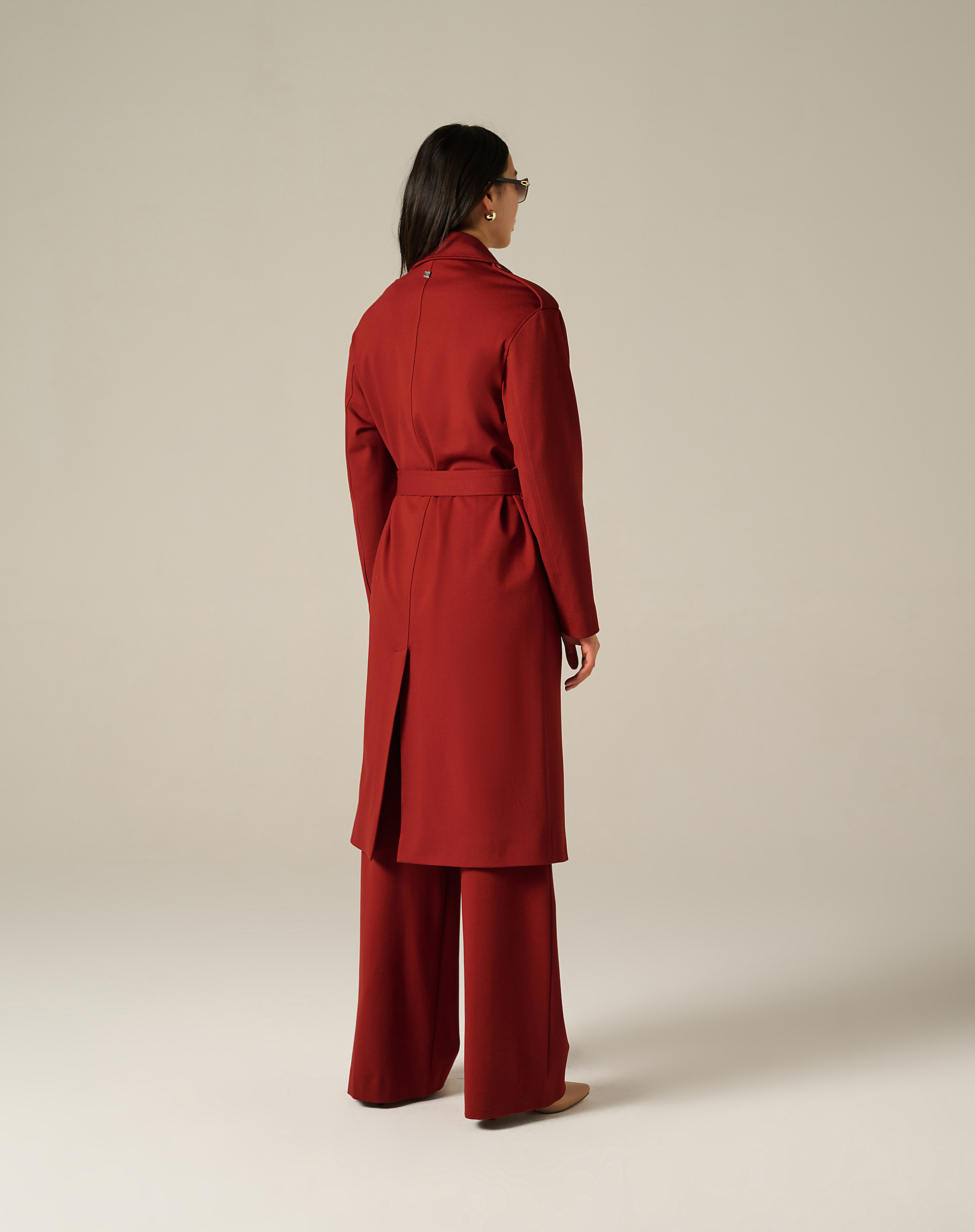 Double-Breasted Trench Coat In Fluid Fabric - MA641 - Manila Grace | Official Website