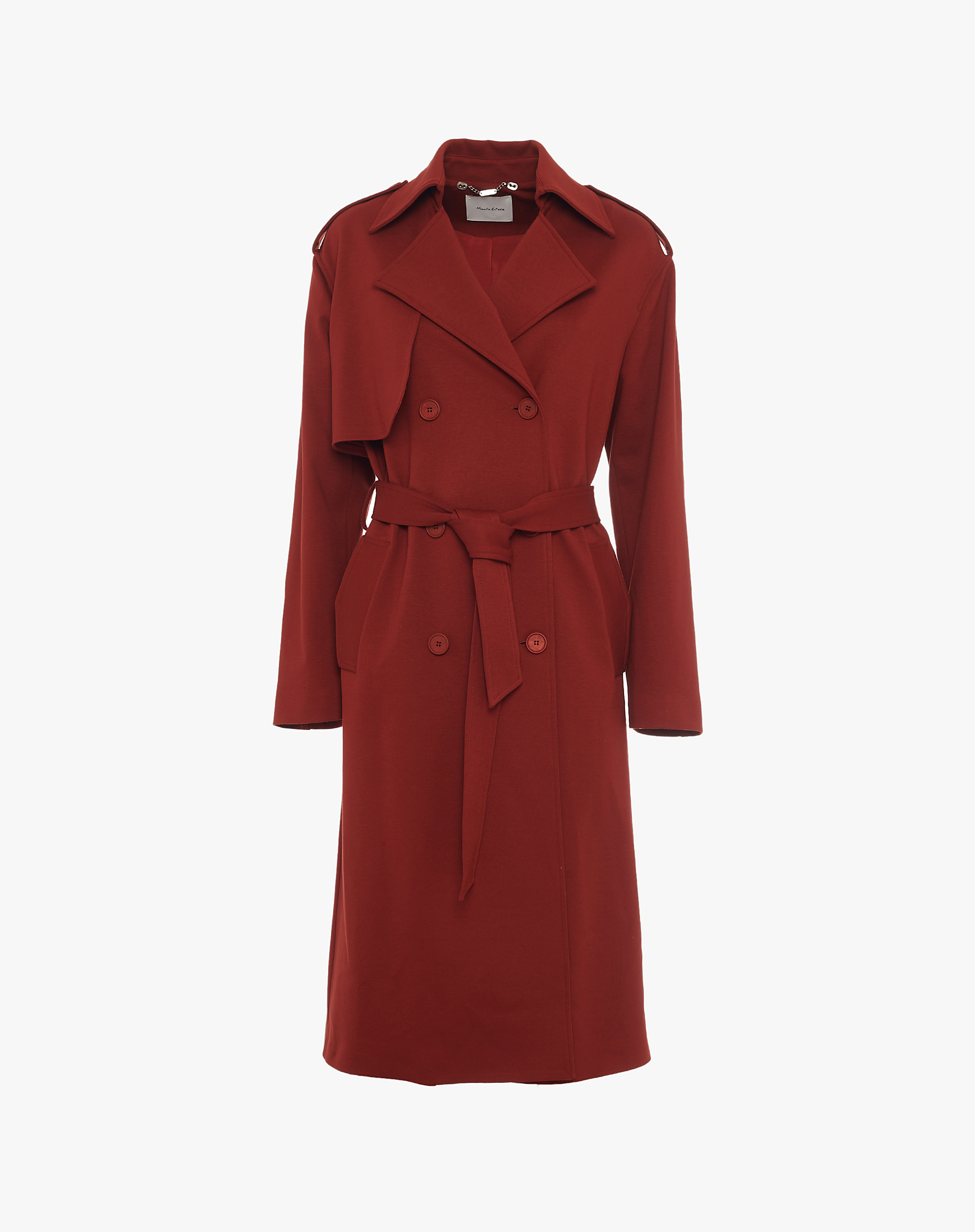 Double-Breasted Trench Coat In Fluid Fabric - MA641 - Manila Grace | Official Website