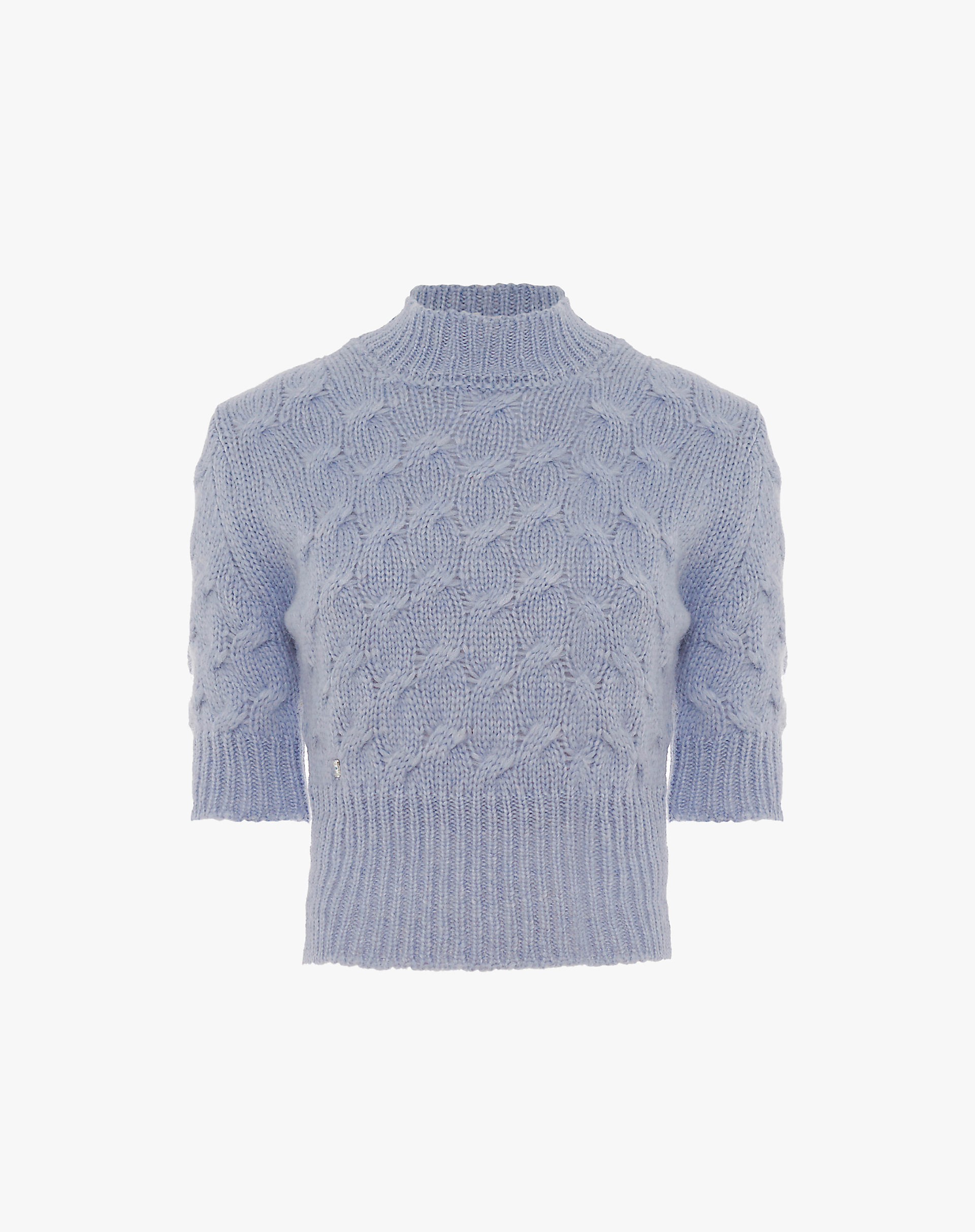 Mohair Blend Cable Knit Sweater - KNITWEAR - Manila Grace | Official Website