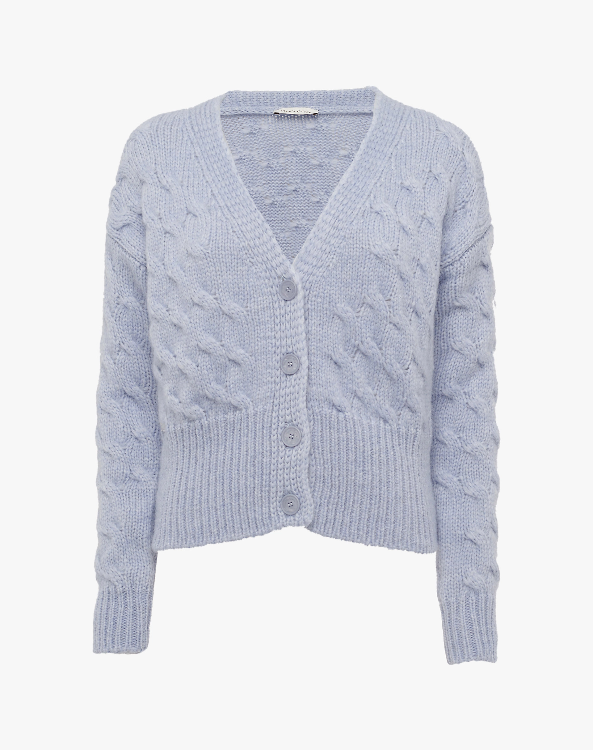 Mohair Blend Braided Cardigan - KNITWEAR - Manila Grace | Official Website