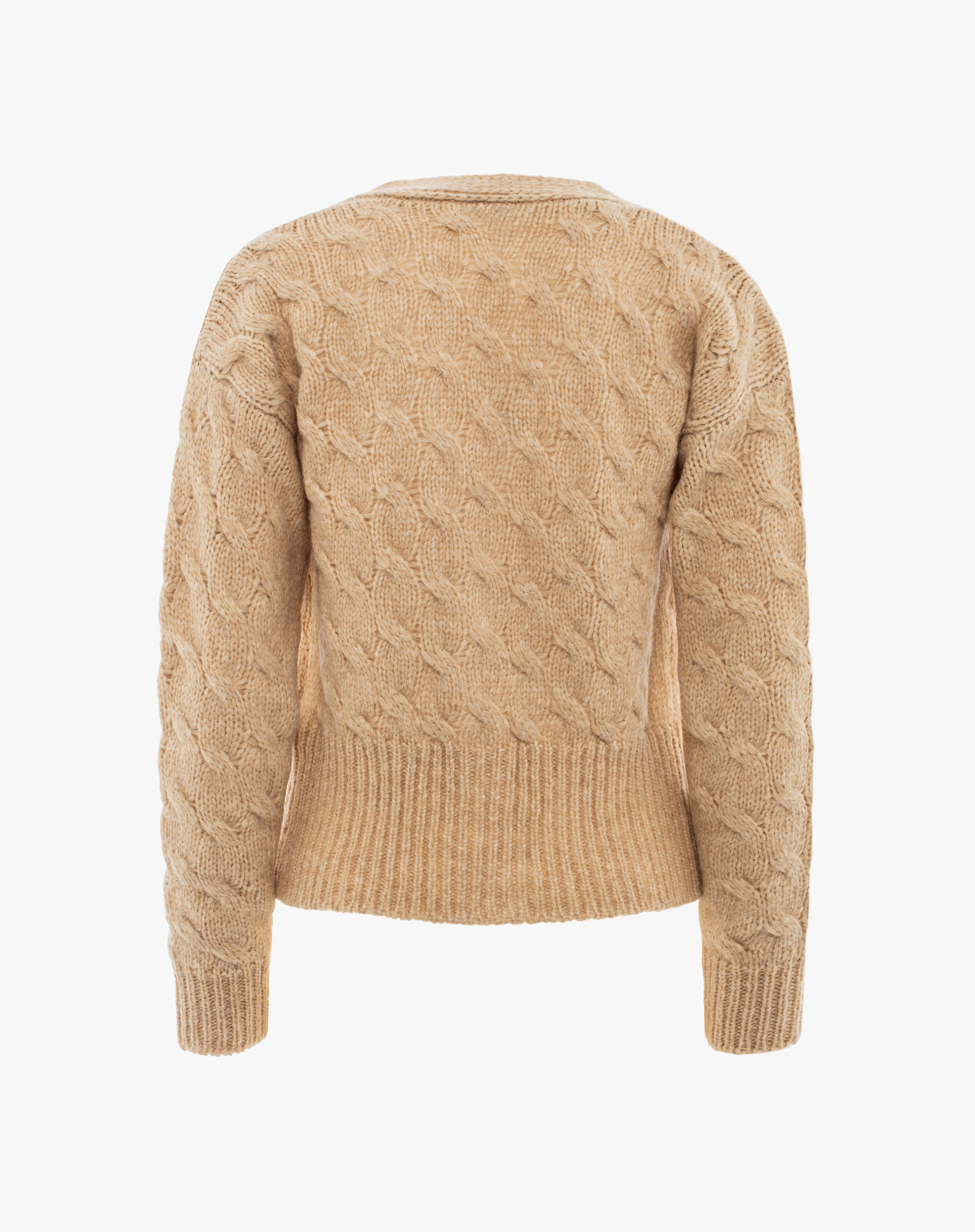 Mohair Blend Braided Cardigan - KNITWEAR - Manila Grace | Official Website