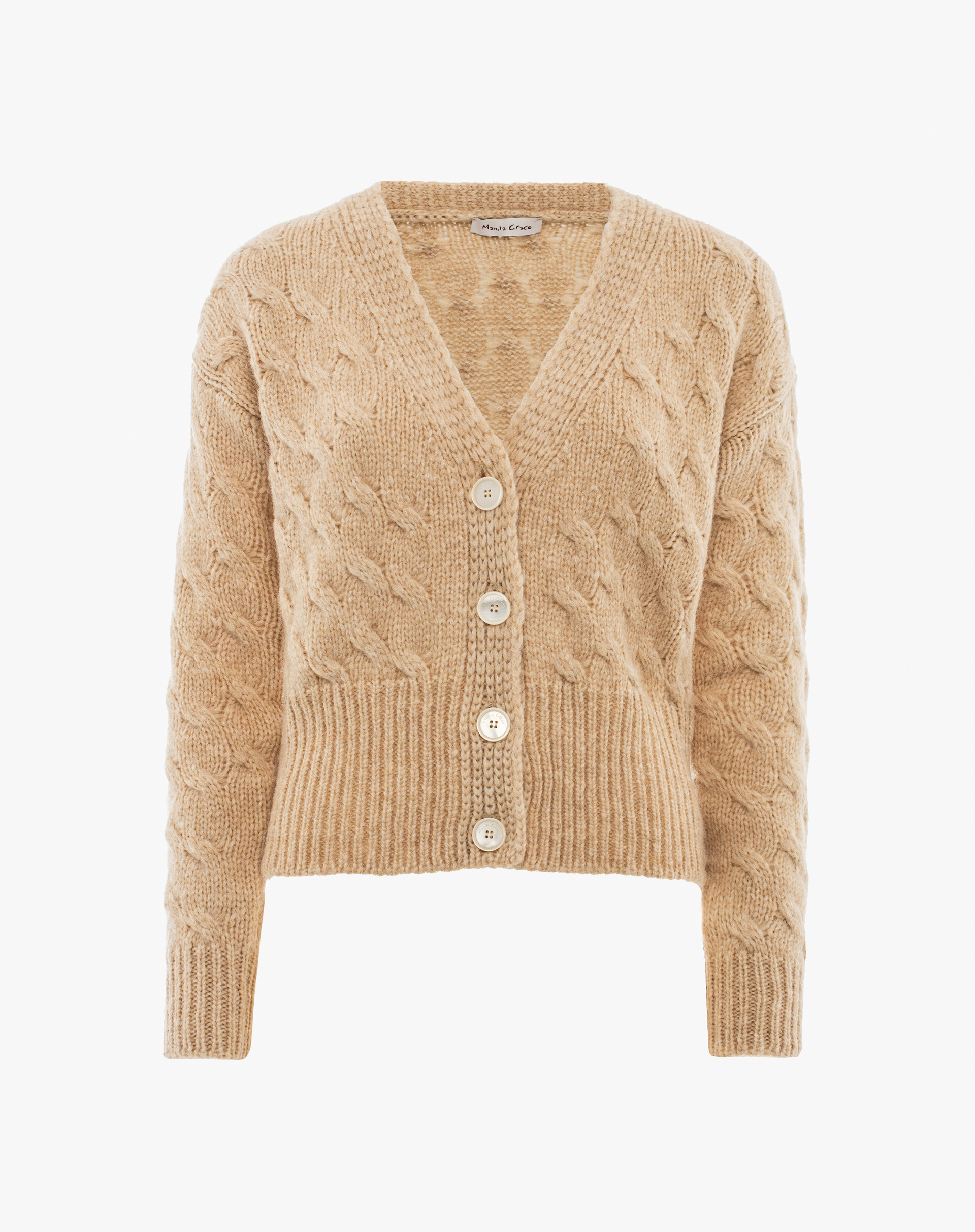 Mohair Blend Braided Cardigan - VANILLA - Manila Grace | Official Website