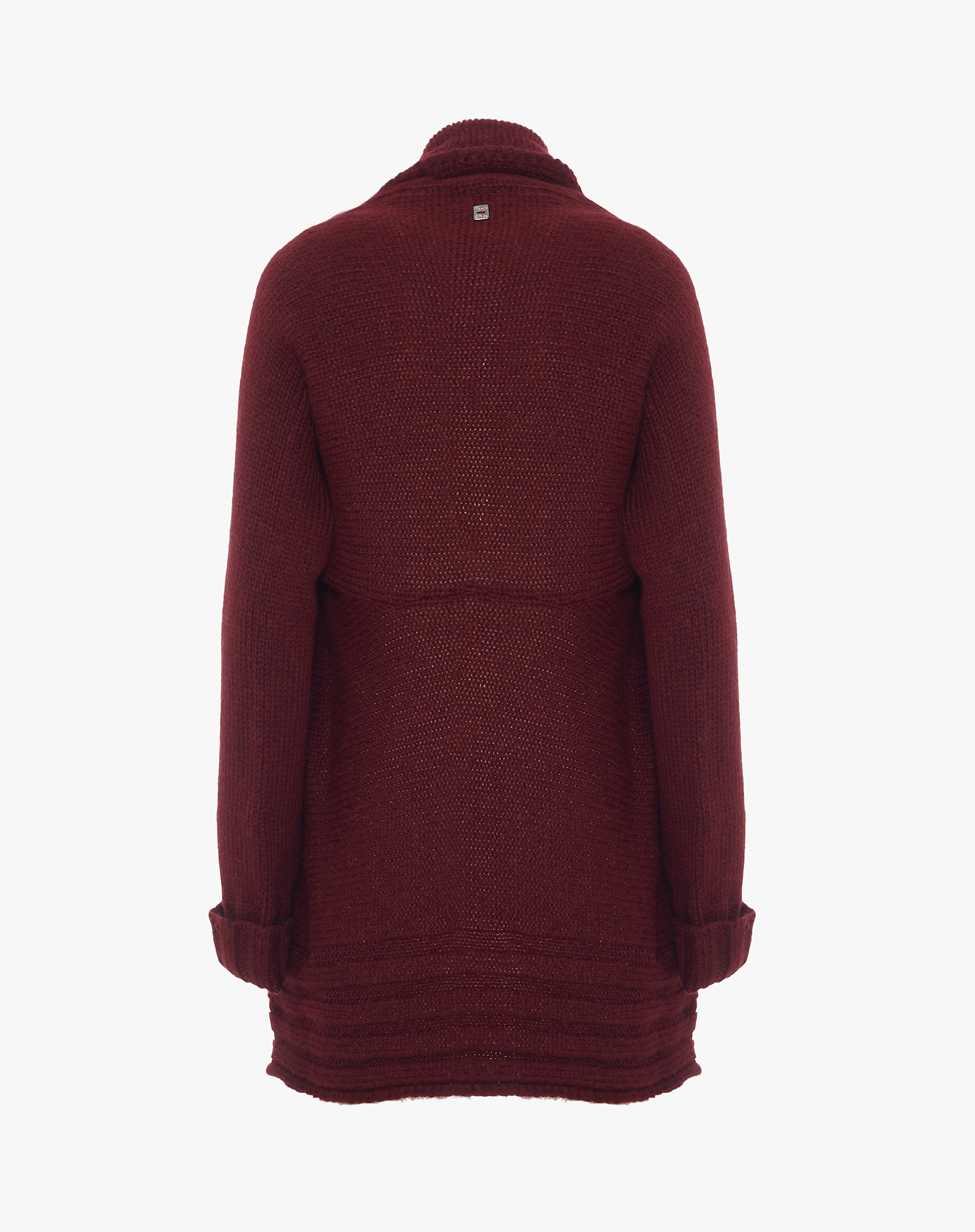 Long Bordeaux Cardigan With Soft Lapels - KNITWEAR - Manila Grace | Official Website