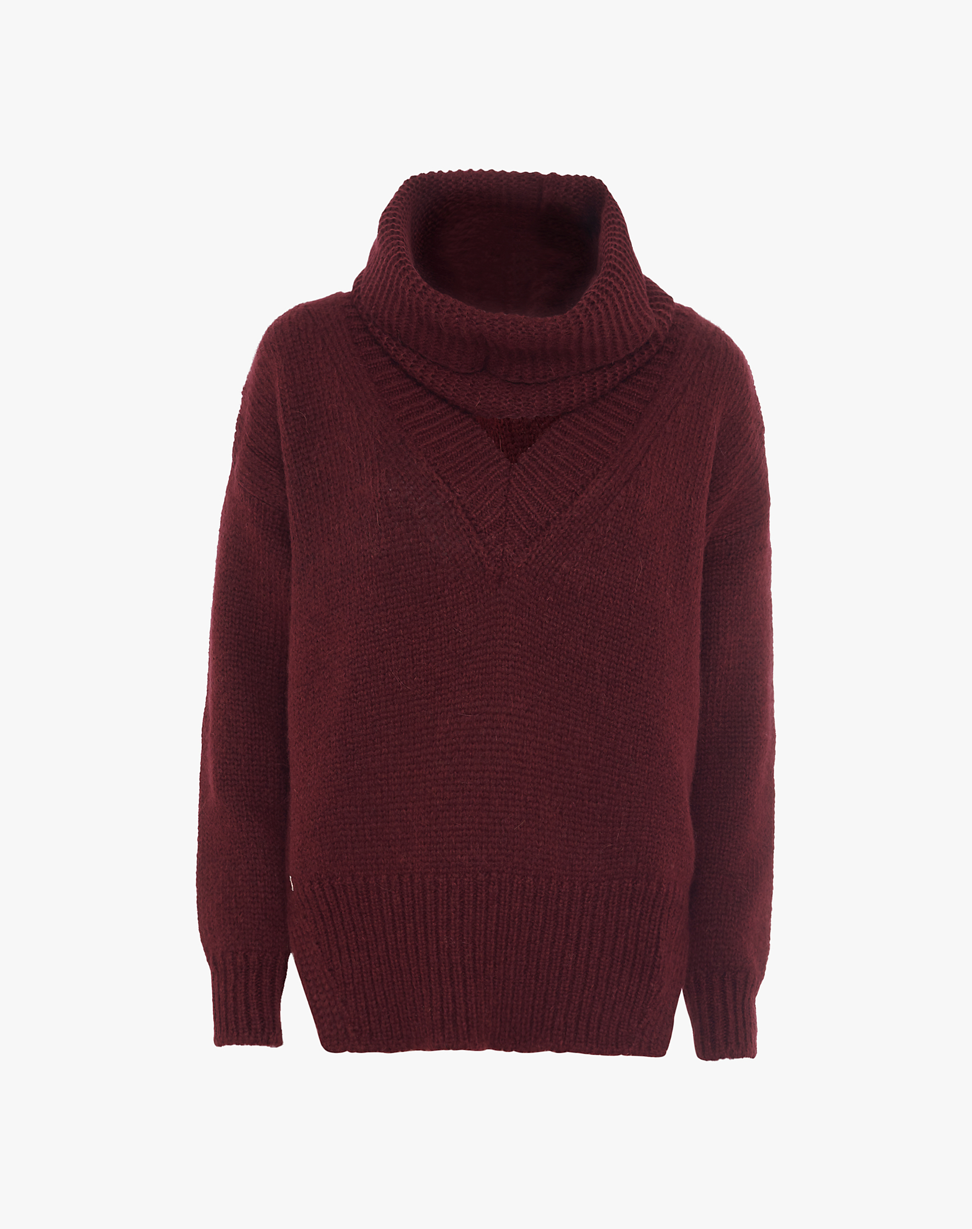 Bordeaux Oversized Turtleneck Sweater - KNITWEAR - Manila Grace | Official Website