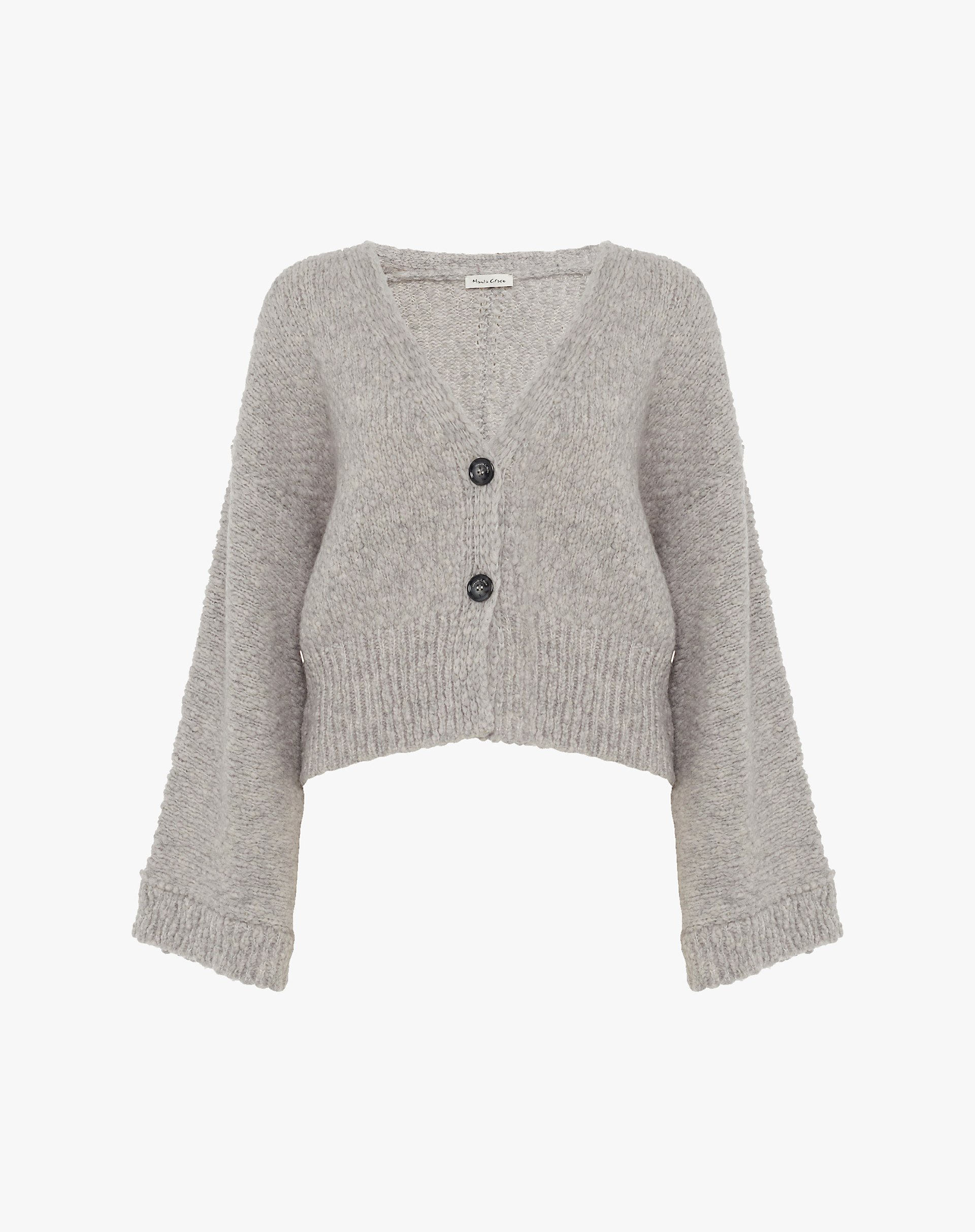 Cropped Grey Cardigan With Wide Sleeves - MG826 - Manila Grace | Official Website
