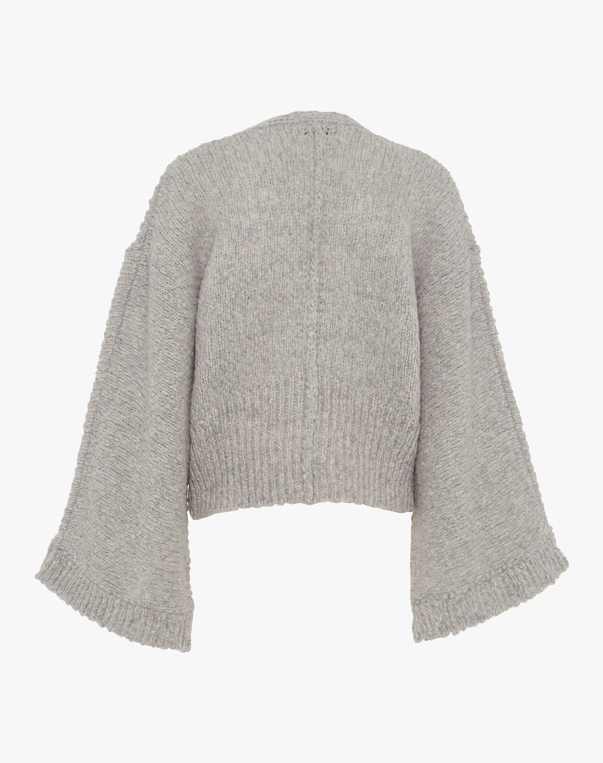 Cropped Grey Cardigan With Wide Sleeves - MG826 - Manila Grace | Official Website