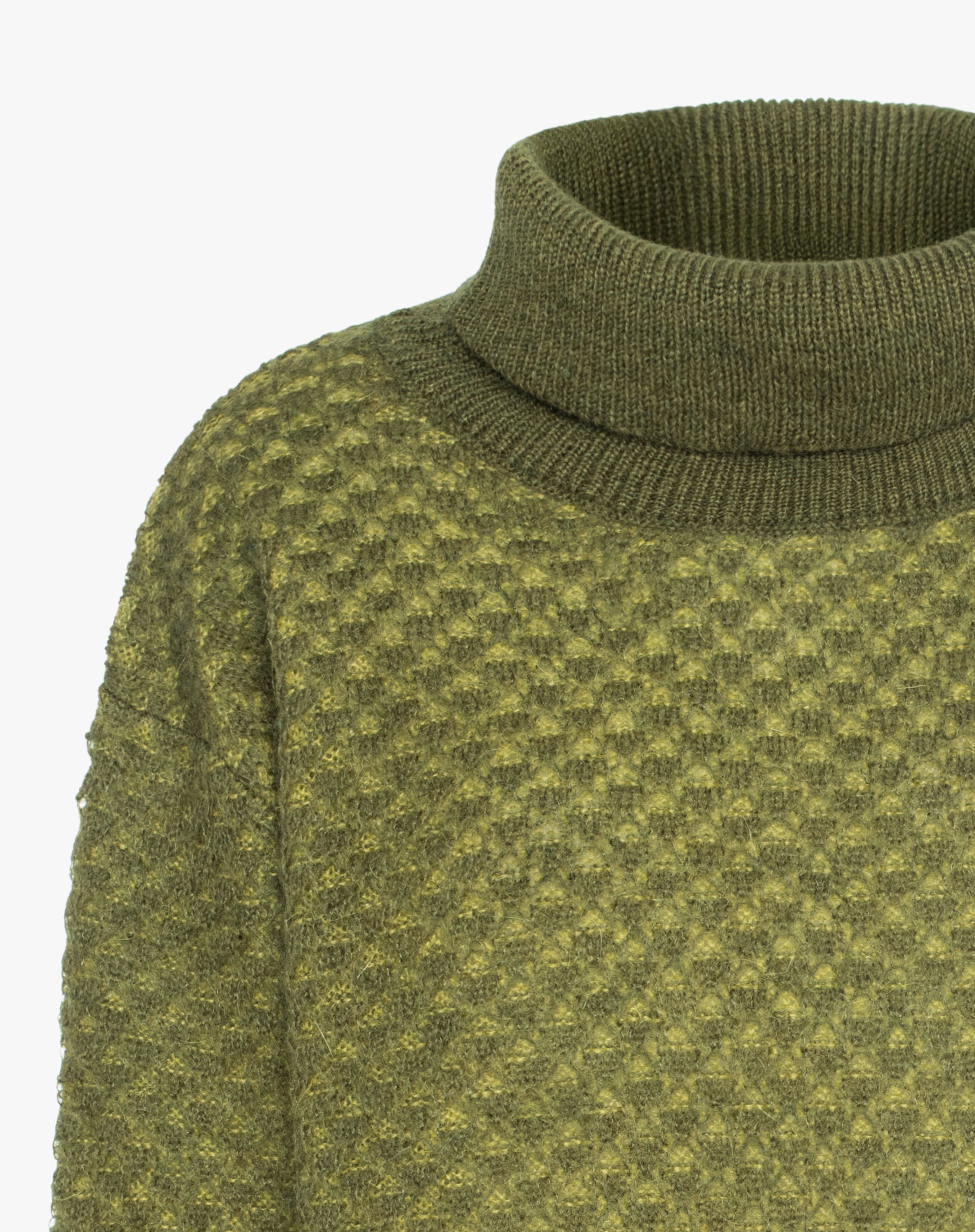 Jacquard Turtleneck Sweater - MILITARY GREEN - Manila Grace | Official Website