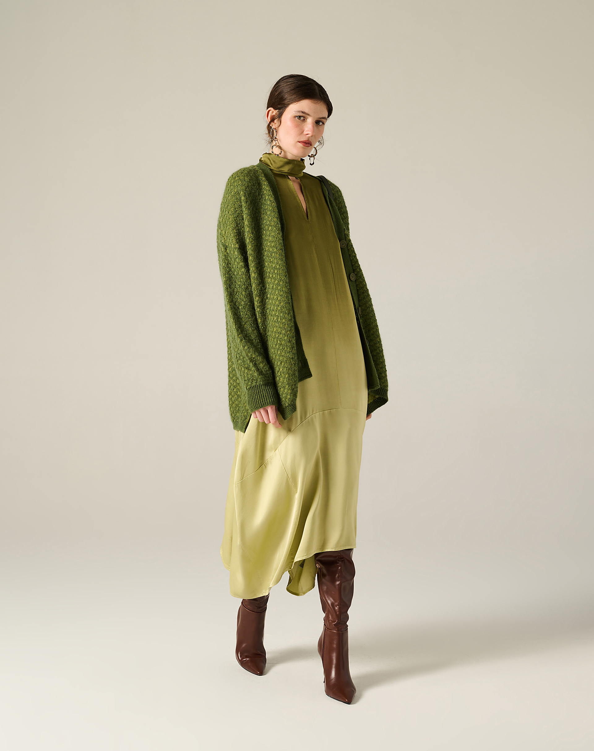 Oversized Cardigan - MILITARY GREEN - Manila Grace | Official Website
