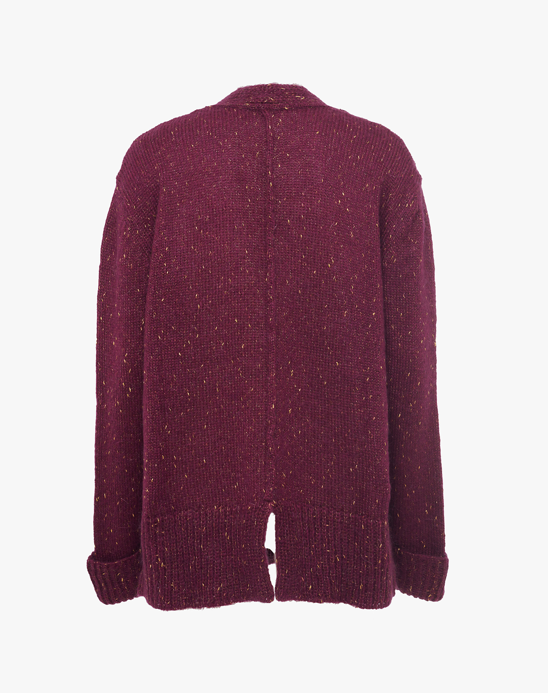 Burgundy Slub Cardigan With Slits - KNITWEAR - Manila Grace | Official Website