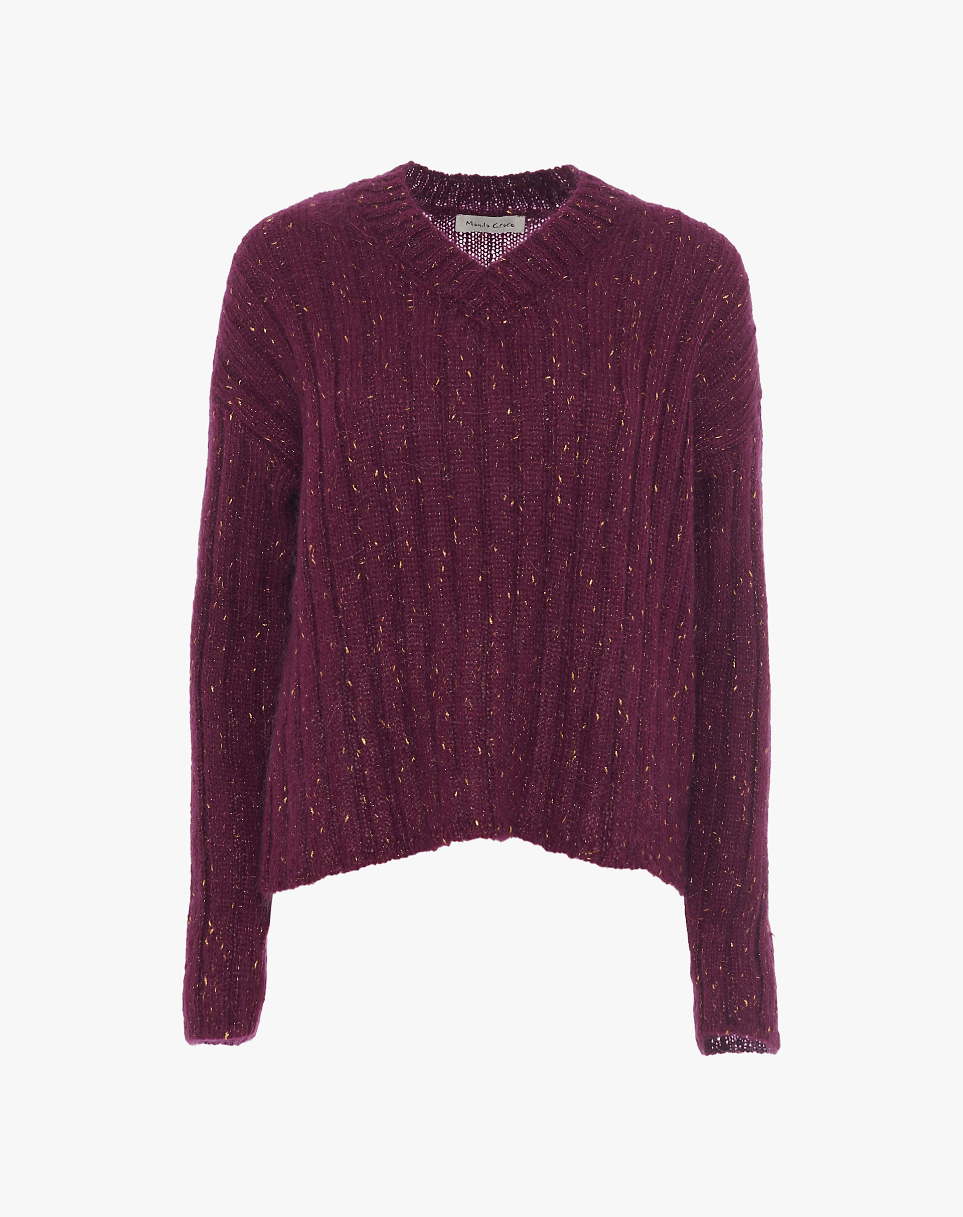 Slub Ribbed V-Neck Sweater - MG523 - Manila Grace | Official Website