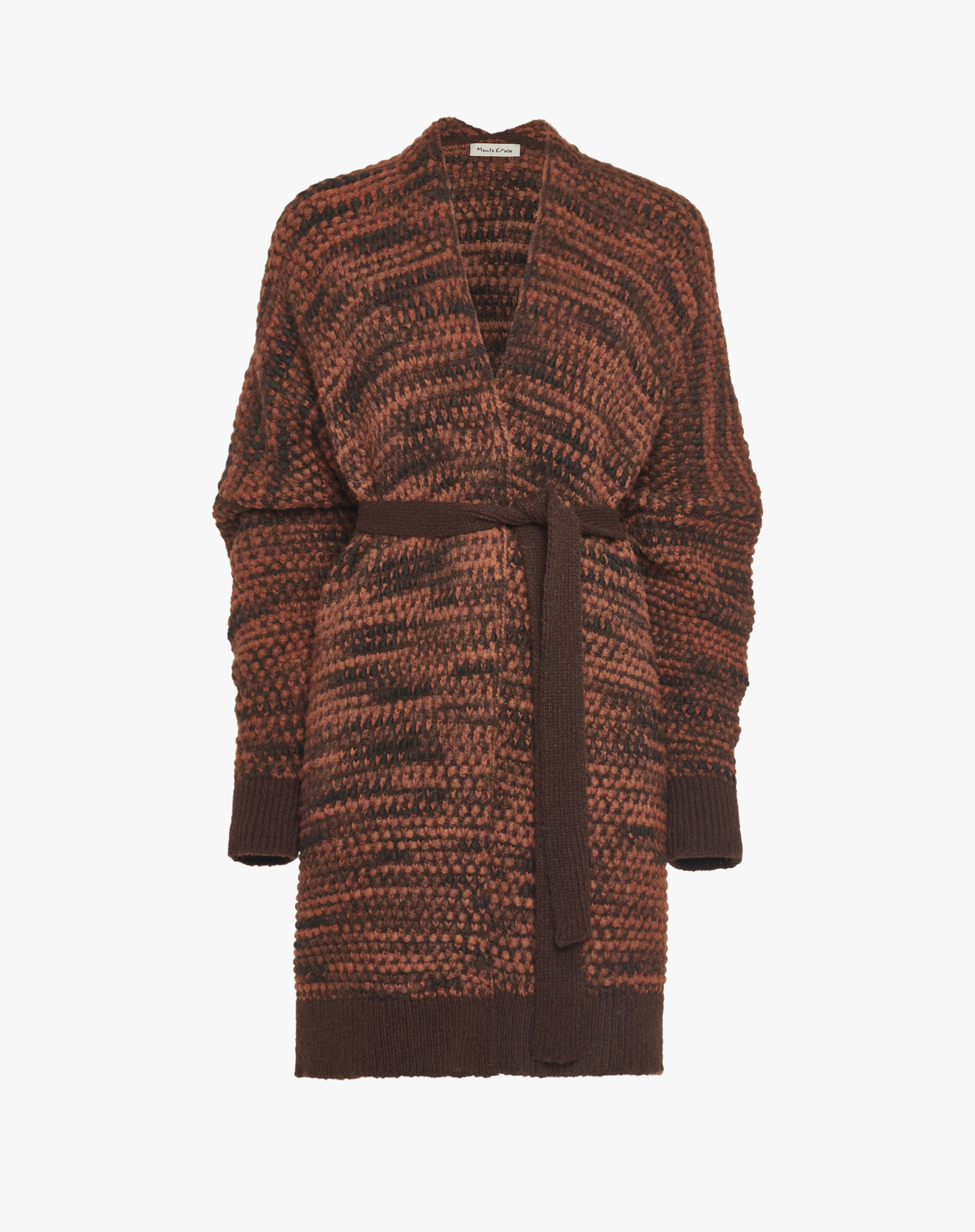 Long Mélange Cardigan With Belt - MA646 - Manila Grace | Official Website