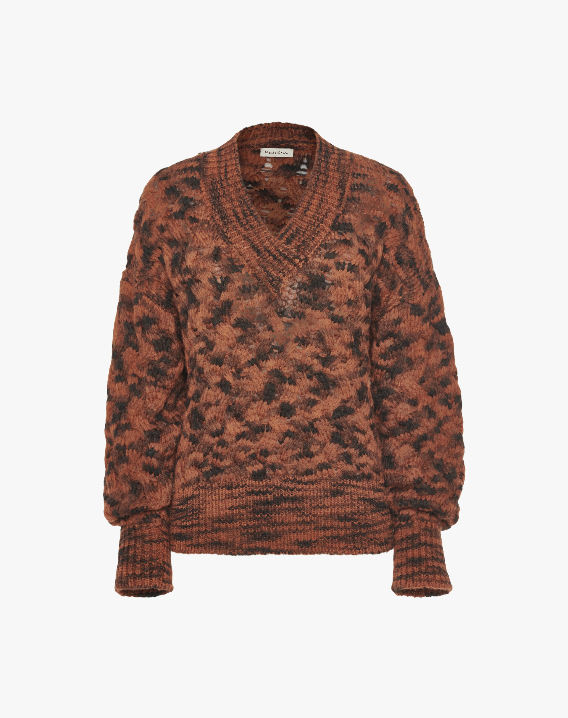 Melange Pattern V-Neck Sweater - MA646 - Manila Grace | Official Website