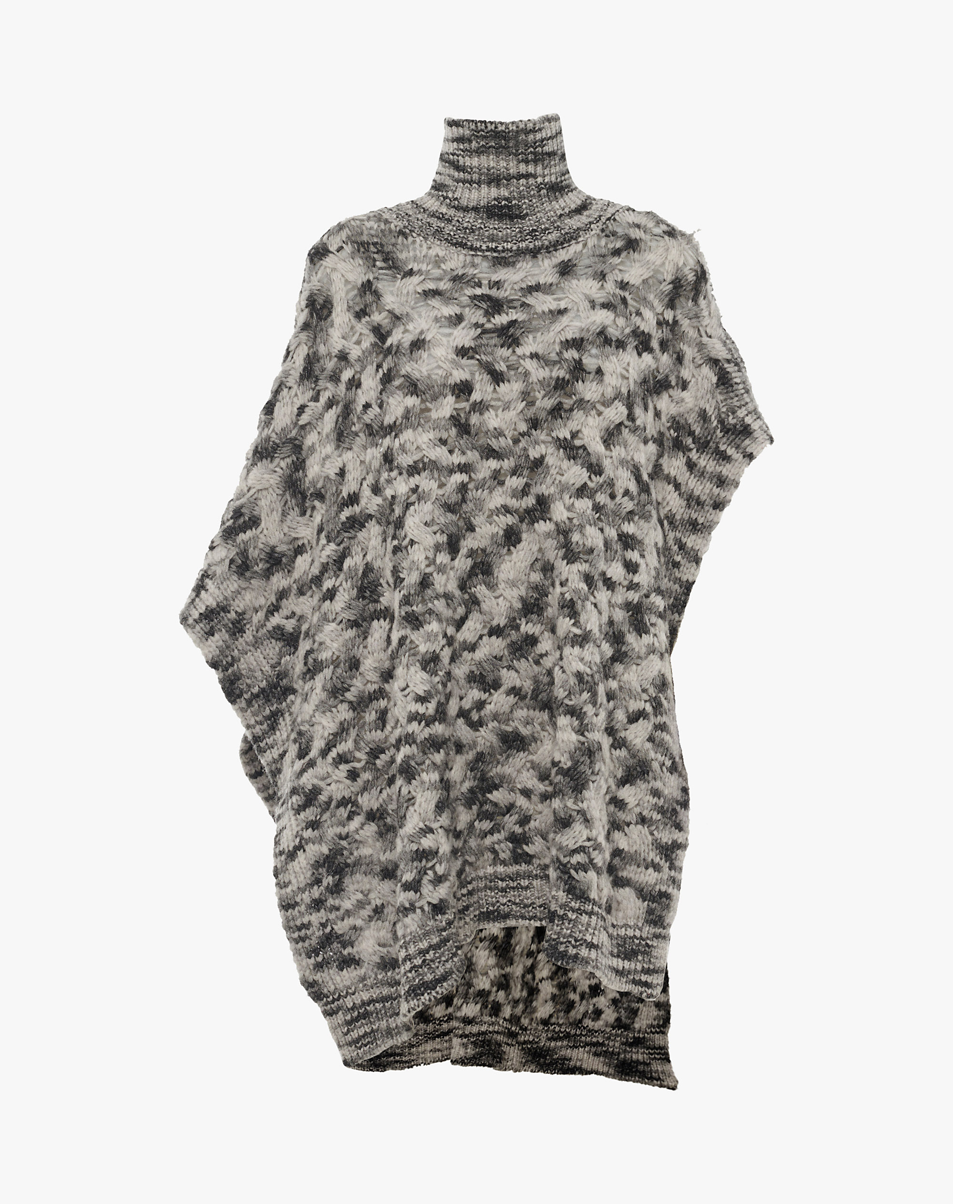 Turtleneck Poncho In Melange Pattern Yarn - MA642 - Manila Grace | Official Website