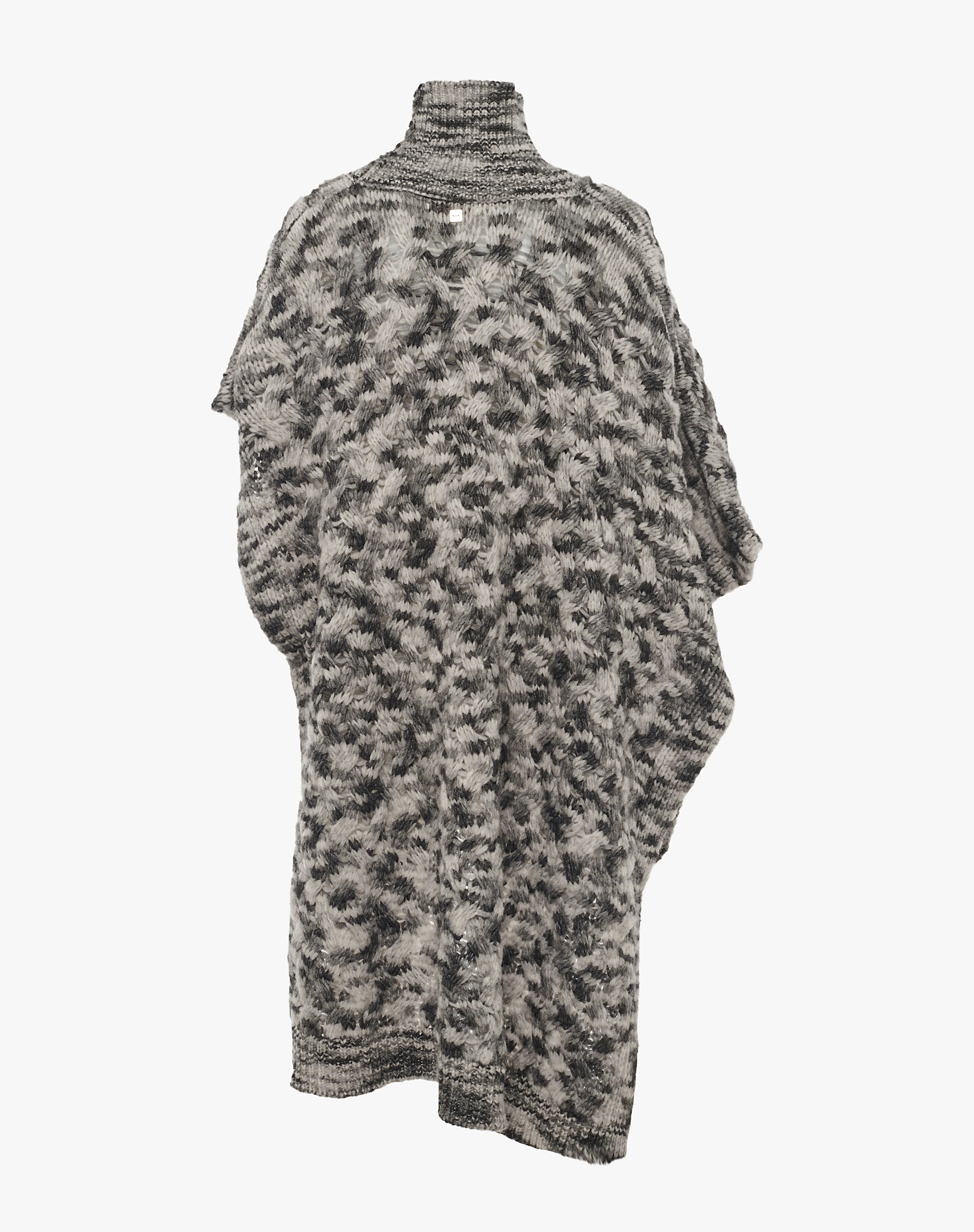 Turtleneck Poncho In Melange Pattern Yarn - MA642 - Manila Grace | Official Website