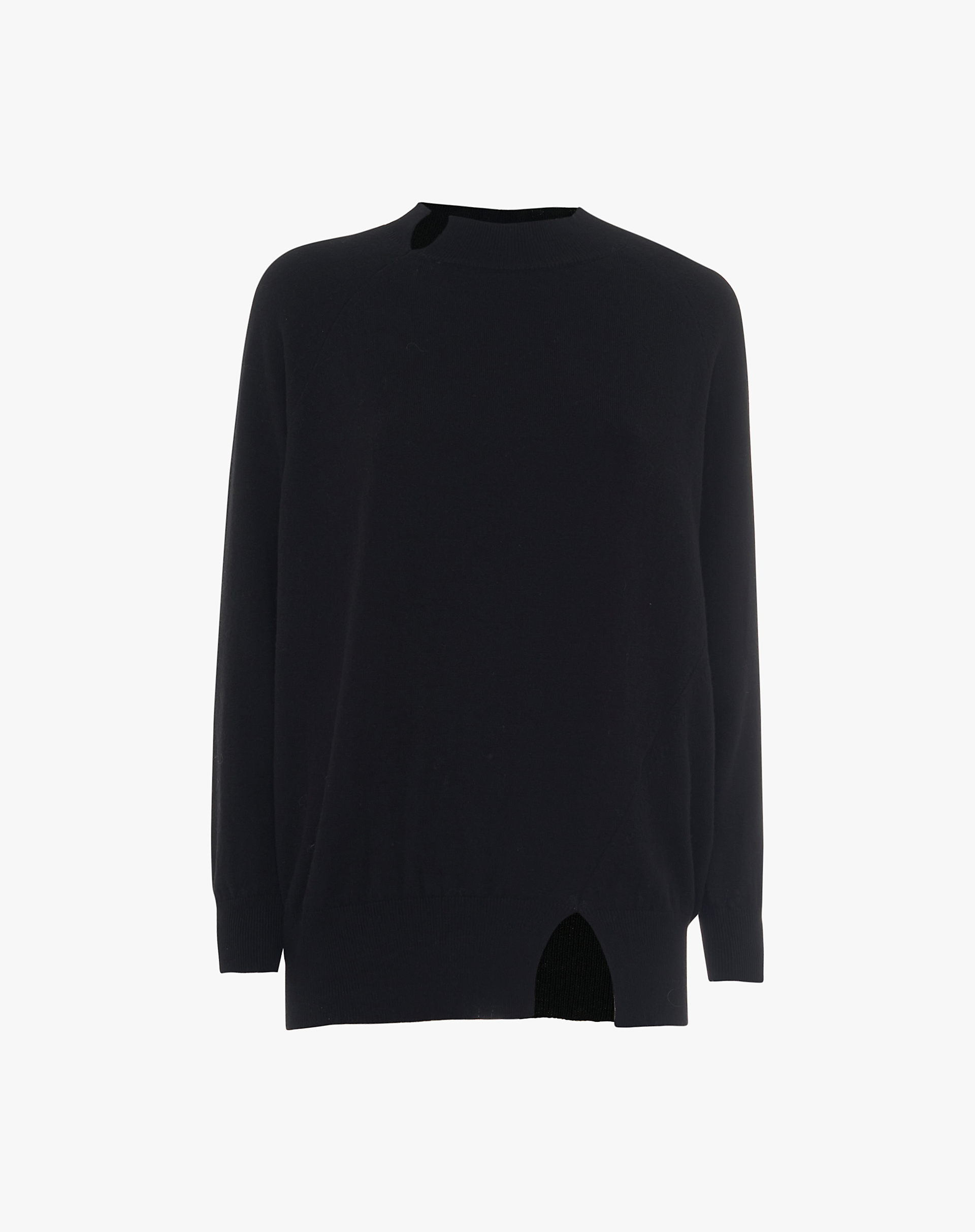 Wide Sweater With Split Pattern - BLACK - Manila Grace | Official Website