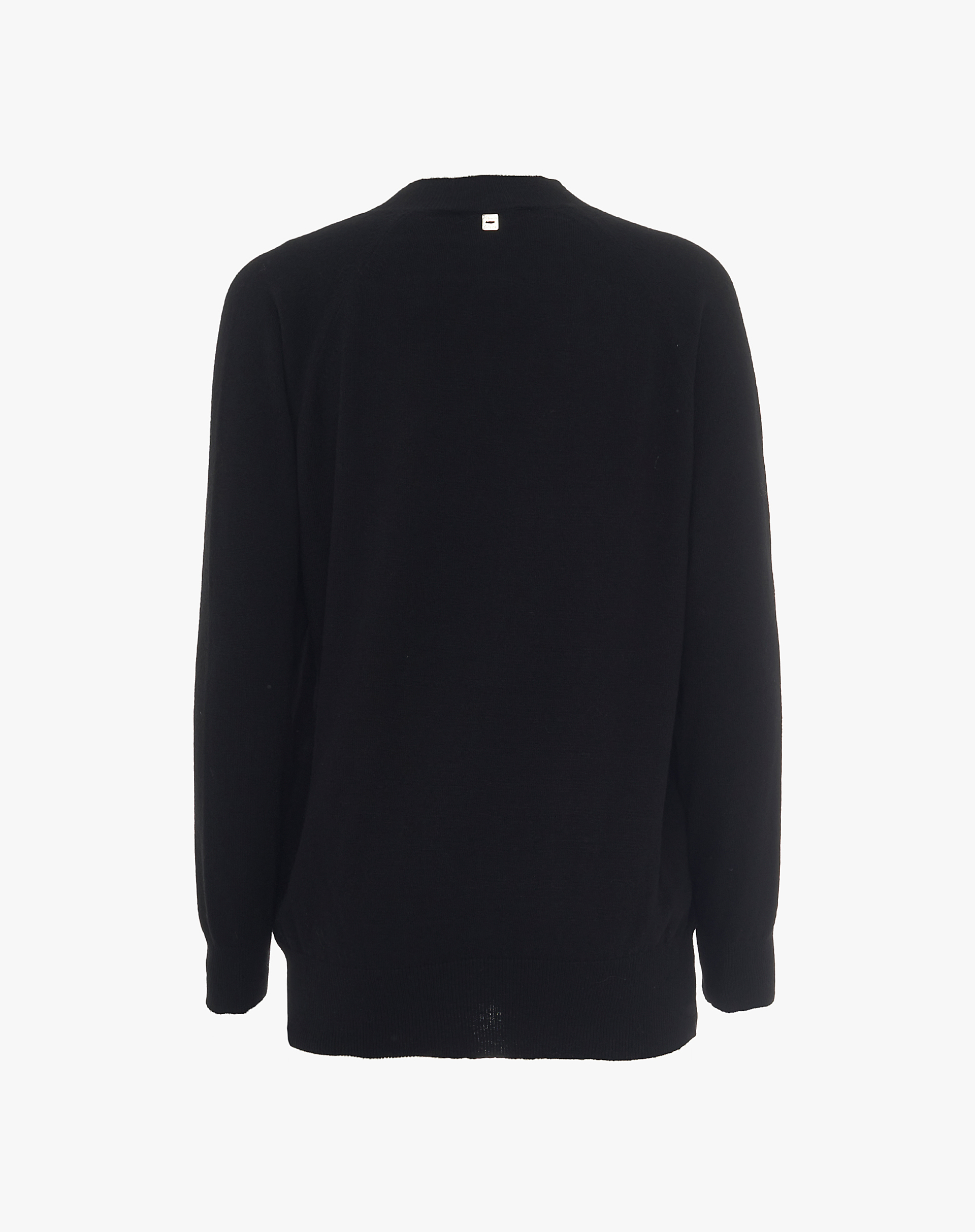 Wide Sweater With Split Pattern - BLACK - Manila Grace | Official Website
