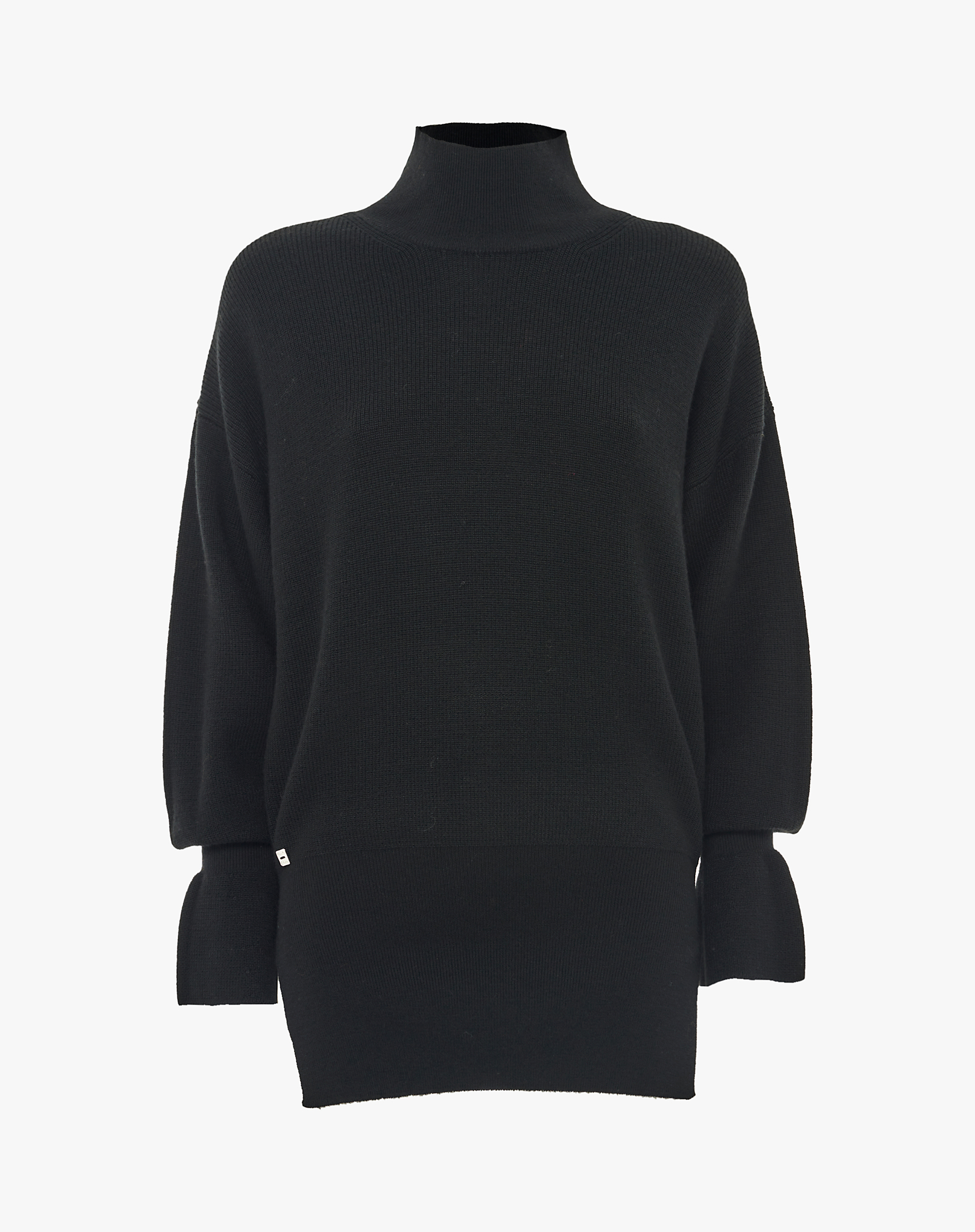 Oversized Sweater With High Neck And Double Cuffs - BLACK - Manila Grace | Official Website