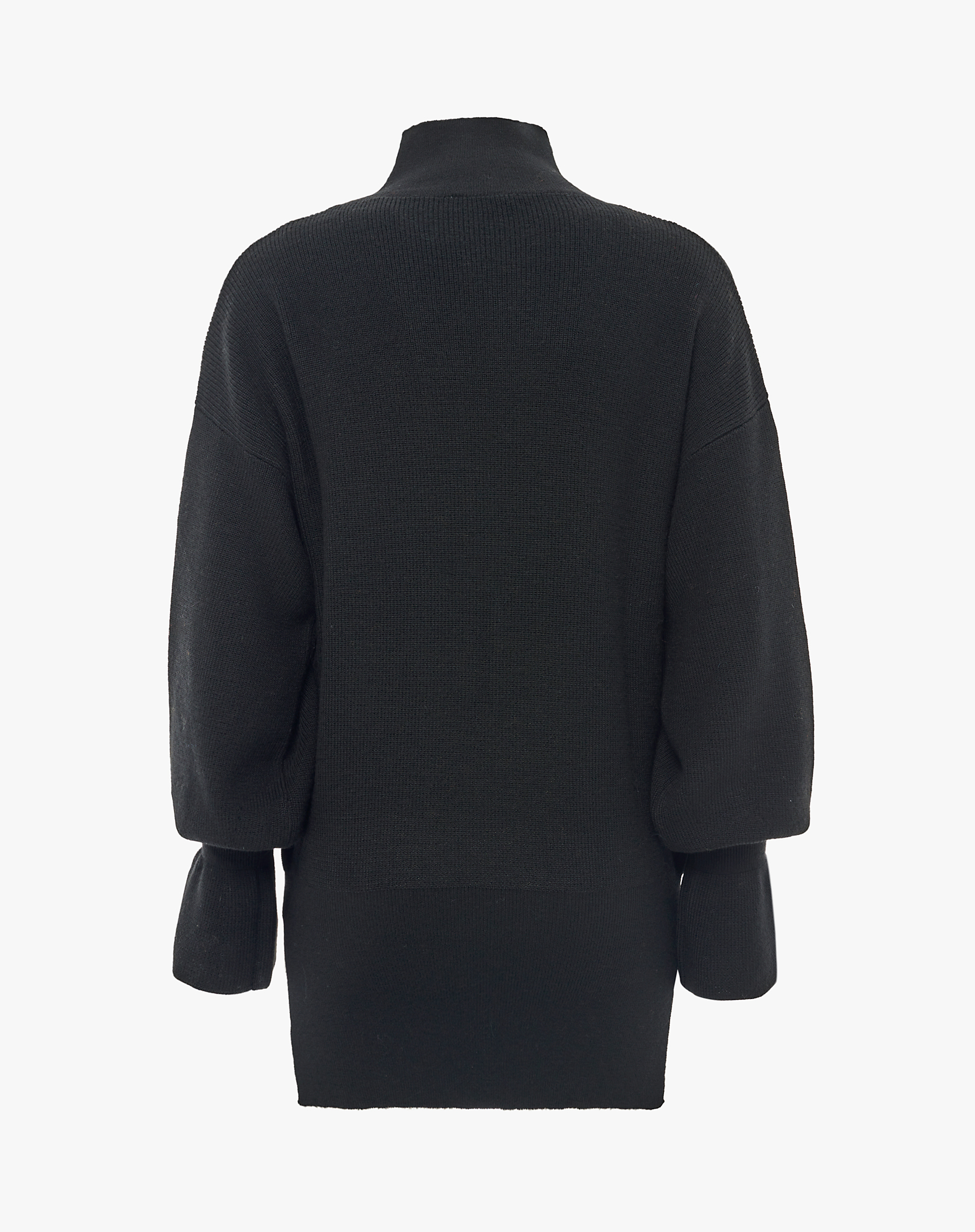 Oversized Sweater With High Neck And Double Cuffs - BLACK - Manila Grace | Official Website