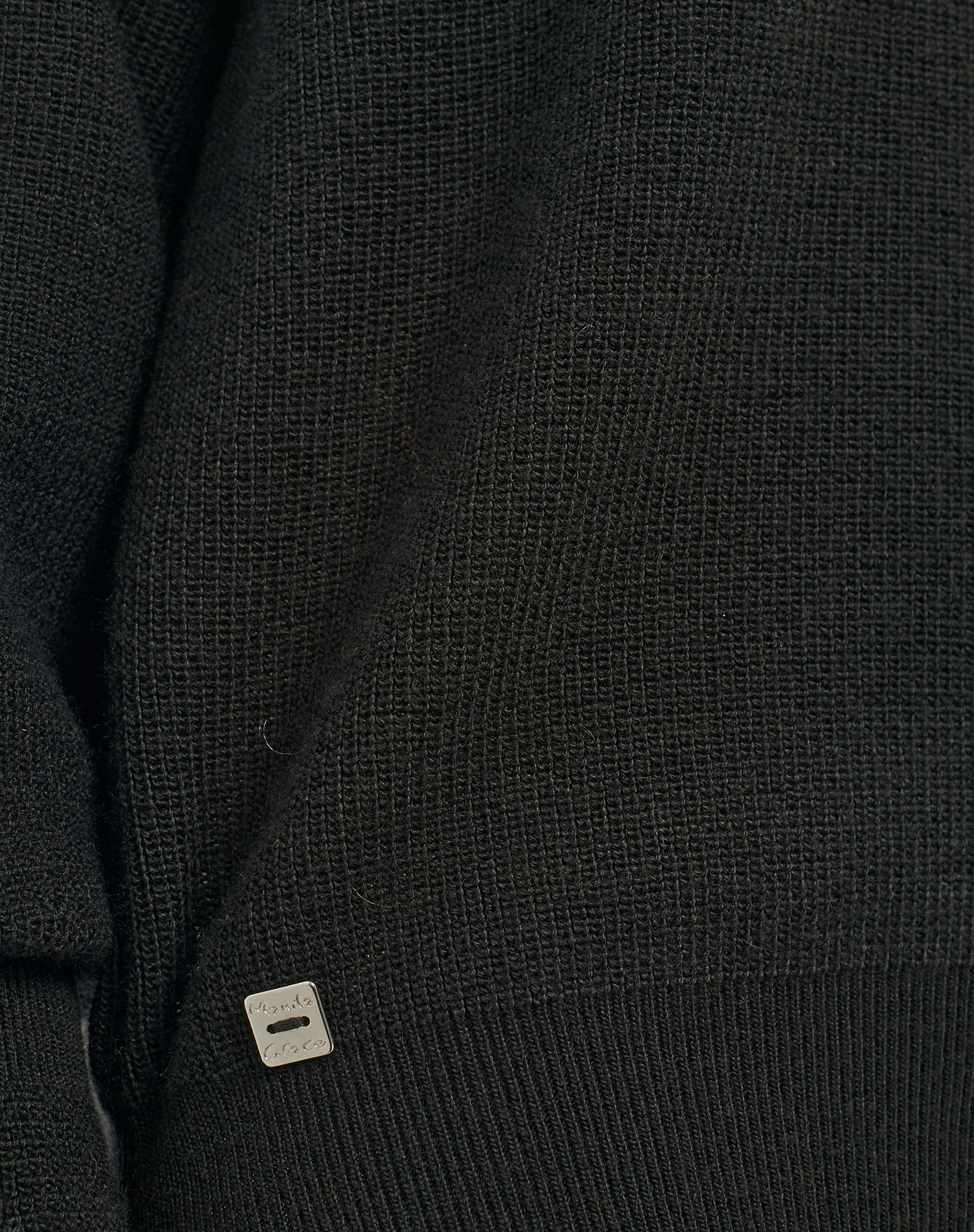 Oversized Sweater With High Neck And Double Cuffs - BLACK - Manila Grace | Official Website