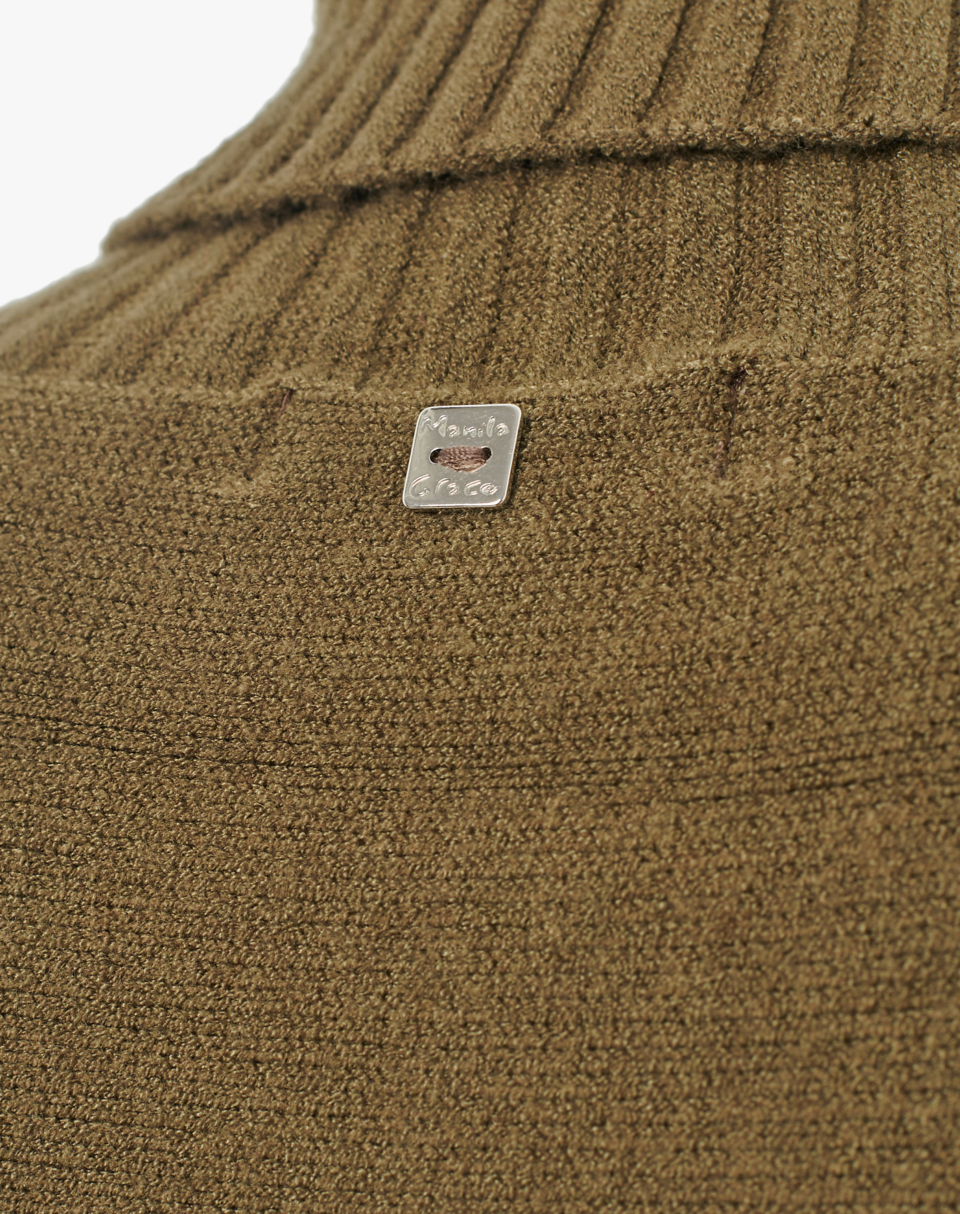 High Neck Sweater - MILITARY GREEN - Manila Grace | Official Website