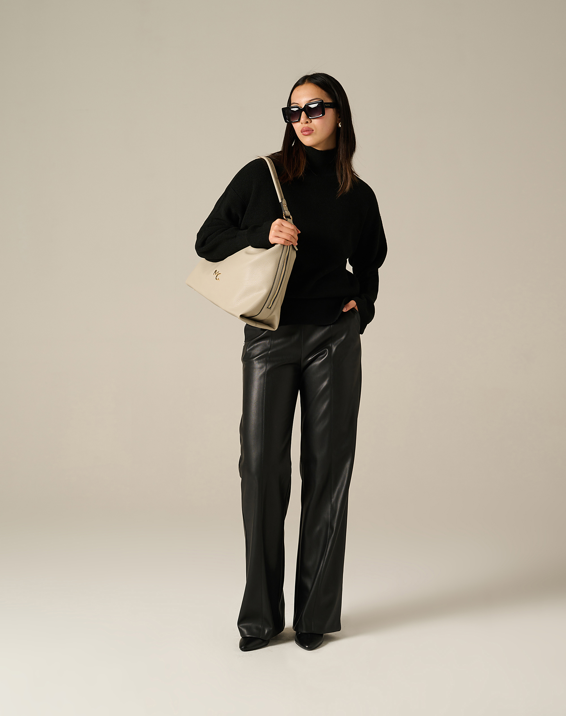 Open Shoulder Sweater - BLACK - Manila Grace | Official Website
