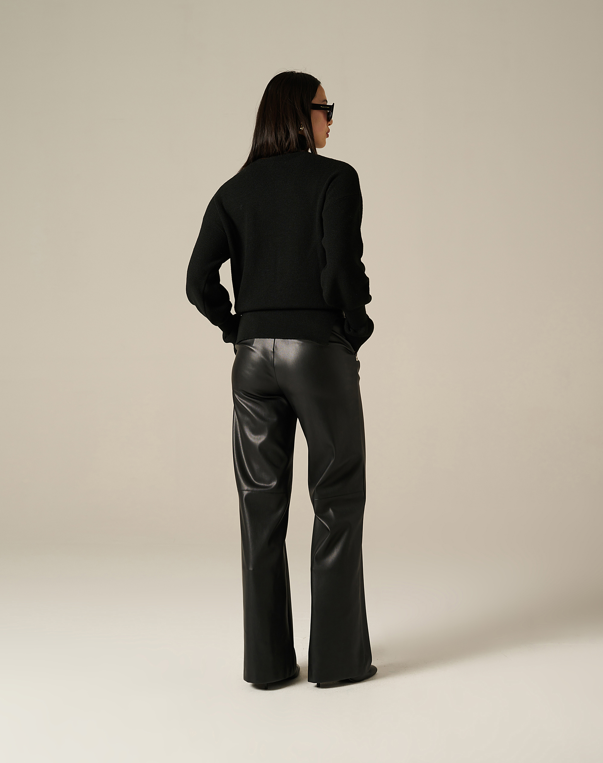 Open Shoulder Sweater - BLACK - Manila Grace | Official Website