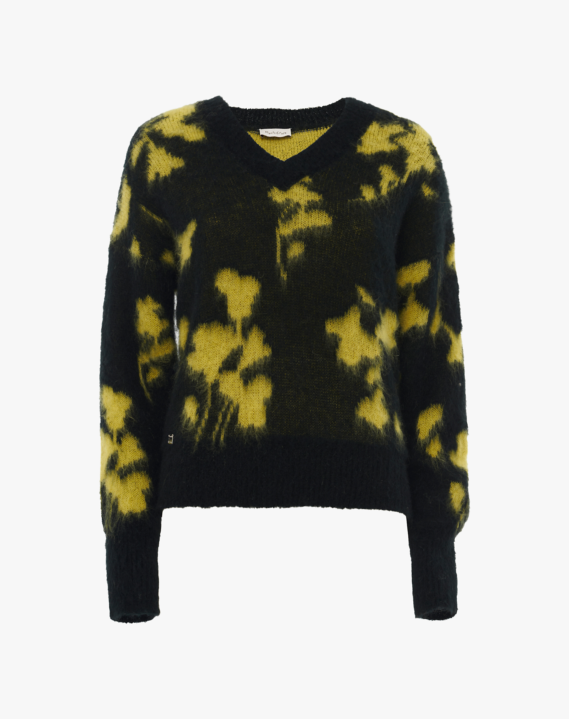 Jacquard Crop V-Neck Sweater - MA654 - Manila Grace | Official Website