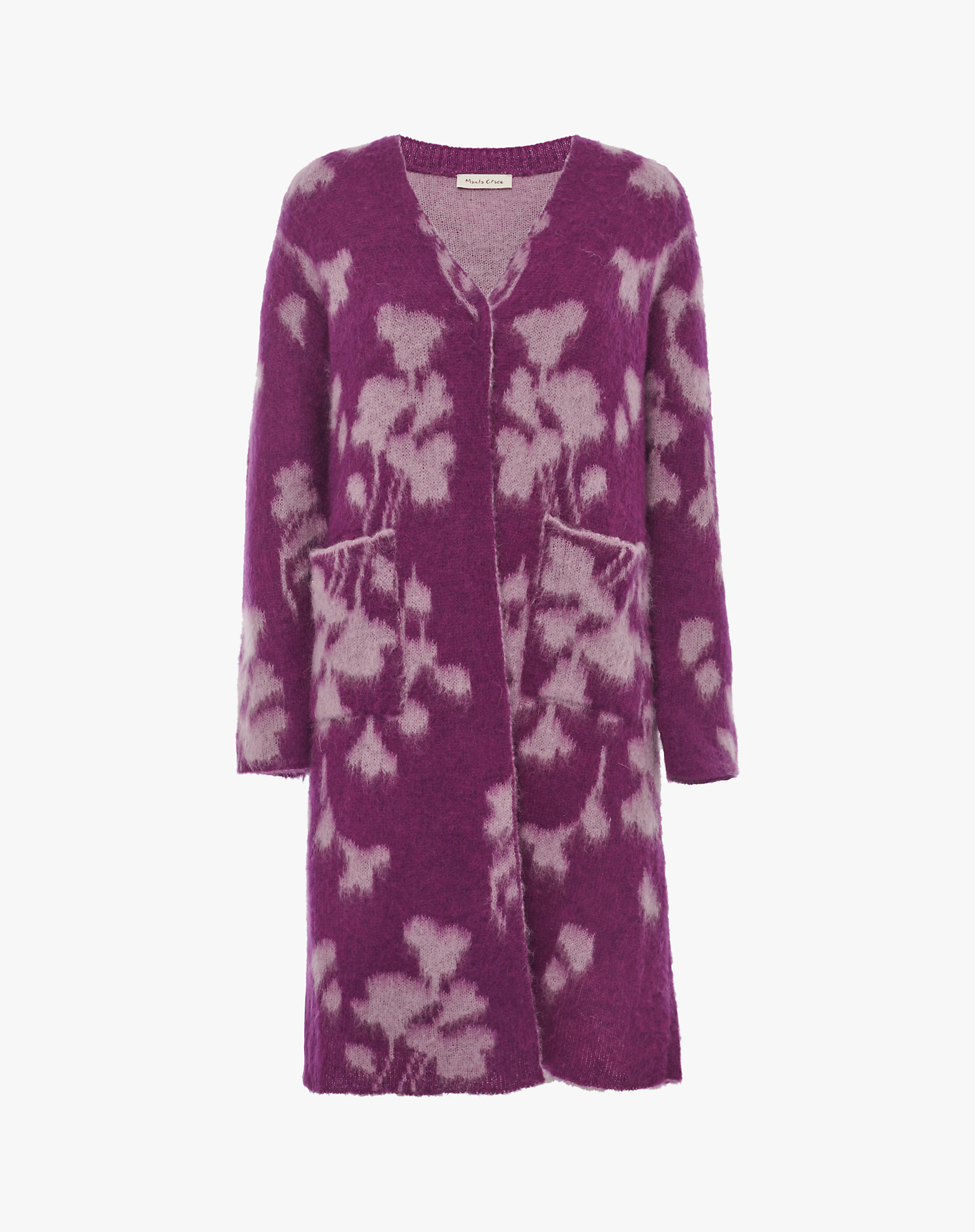 Long Jacquard Cardigan - KNITWEAR - Manila Grace | Official Website