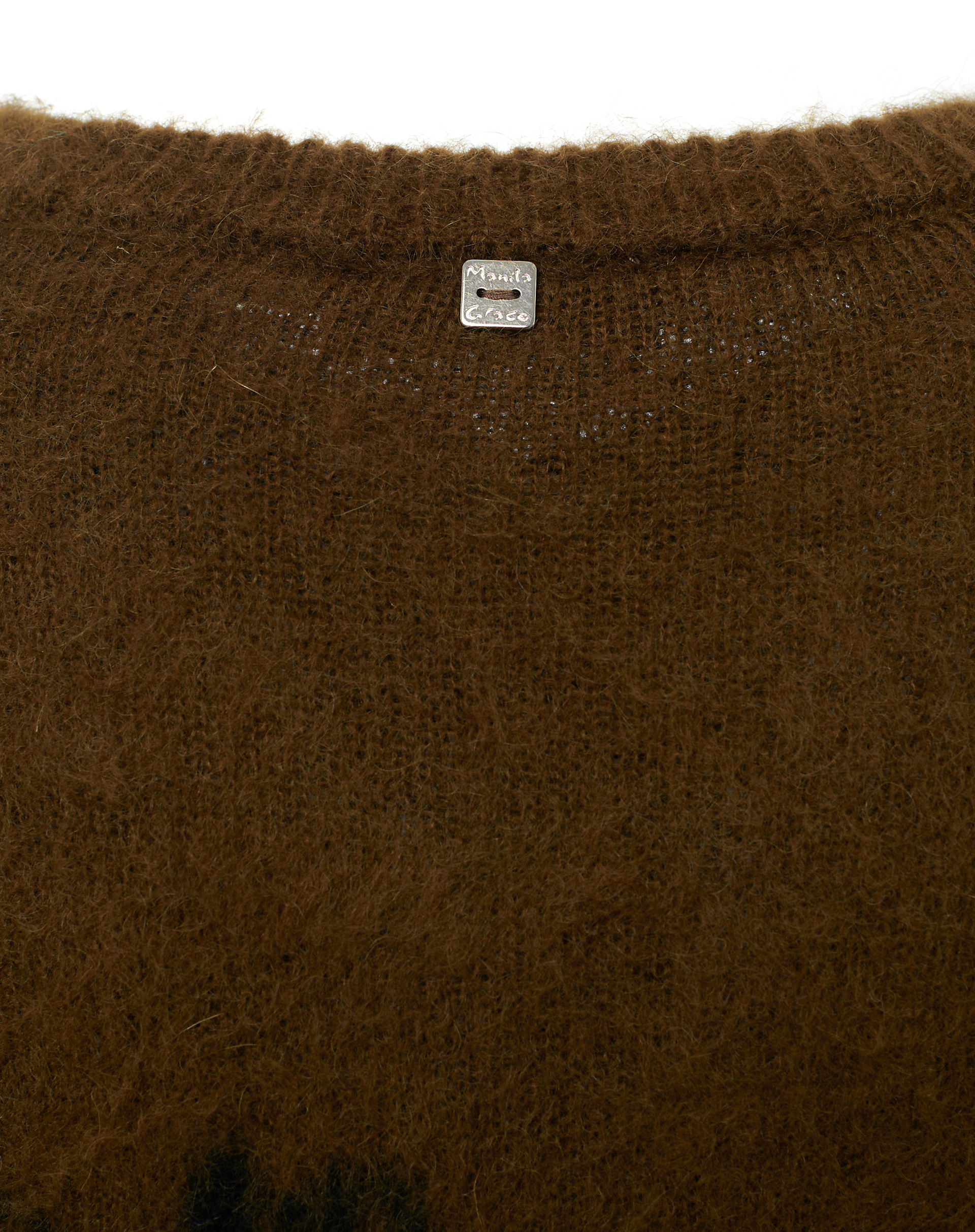 Jacquard Crop V-Neck Sweater - MILITARY GREEN - Manila Grace | Official Website