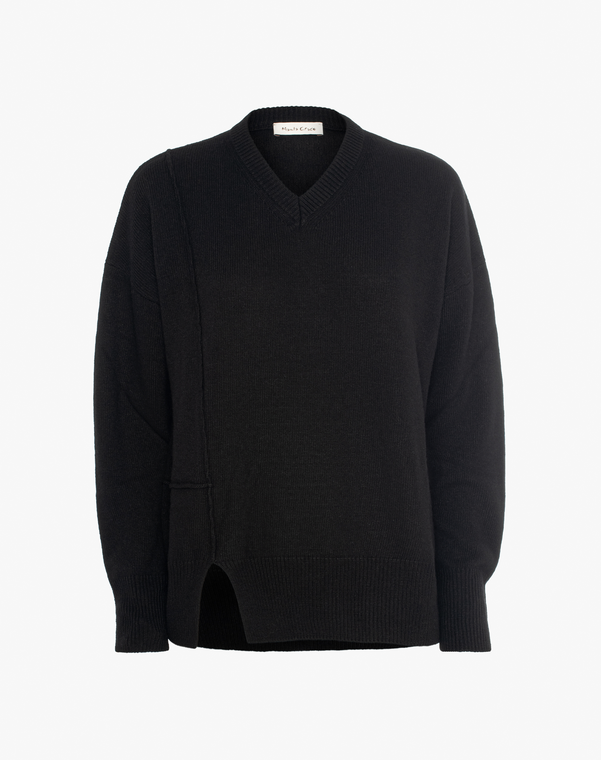 Cut Pattern Sweater - BLACK - Manila Grace | Official Website