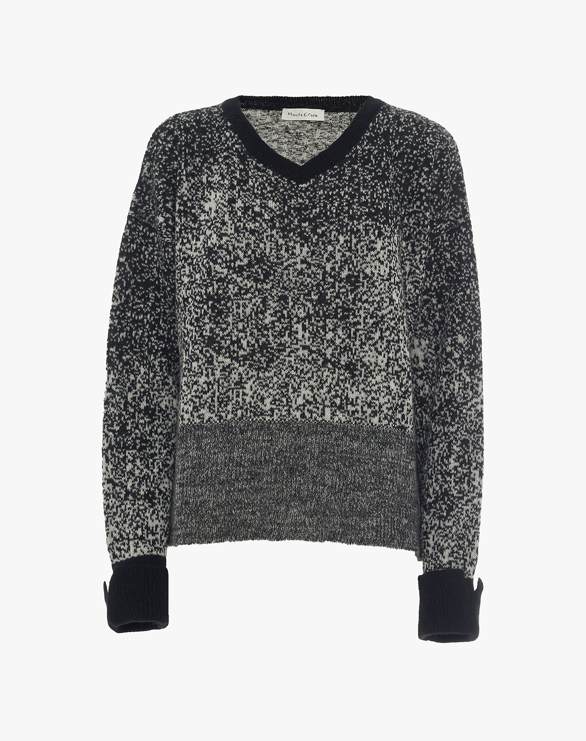 Crop Box Sweater - BLACK - Manila Grace | Official Website